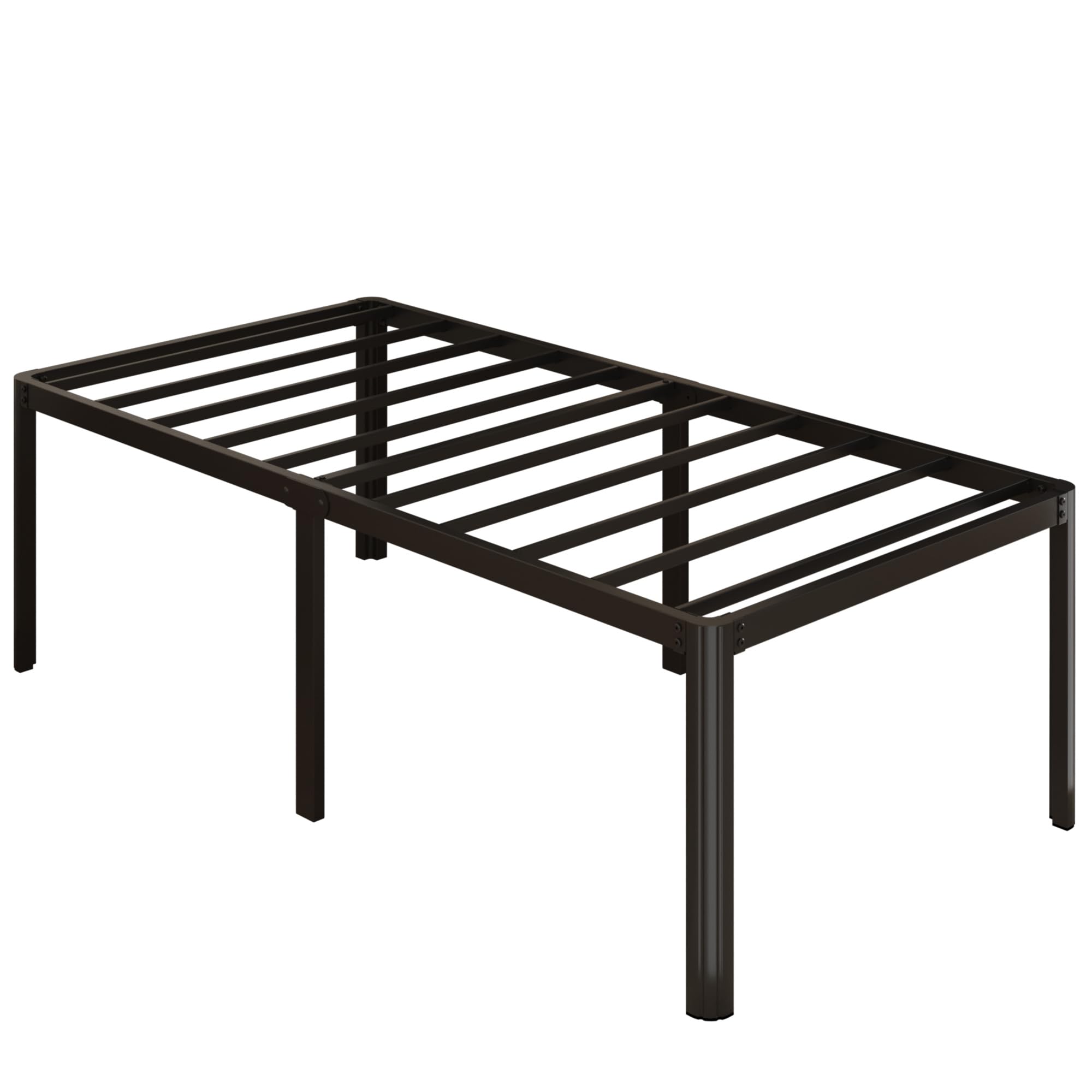 24 Inch High Twin Bed Frame with Rounded Corner Legs - Heavy Duty Metal Platform Bed Frame, No Box Spring Needed - Easy Assembly, Noise Free, Black - Perfect for Kids Rooms, Guest Beds & Small Spaces