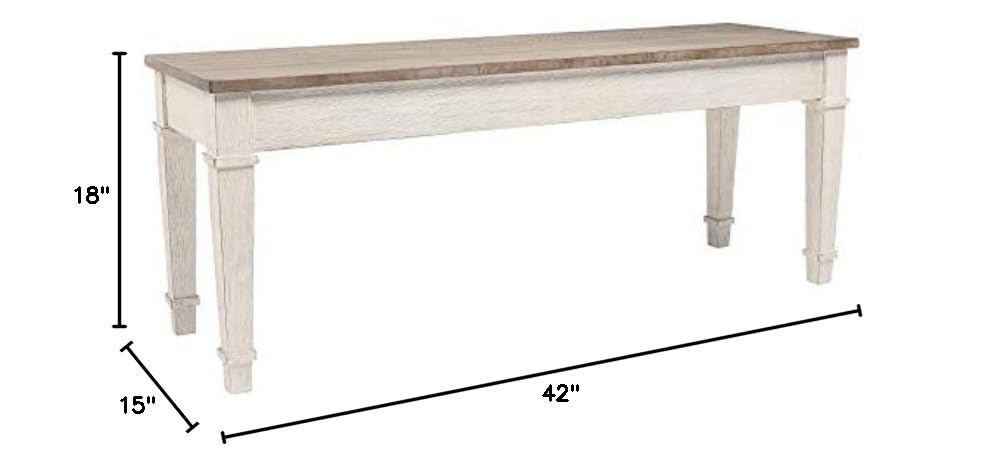Benjara Rectangular Wooden Storage Bench with Under Seat Compartment - Antique Brown & White Finish - Perfect for Entryway, Bedroom, or Living Room Organization