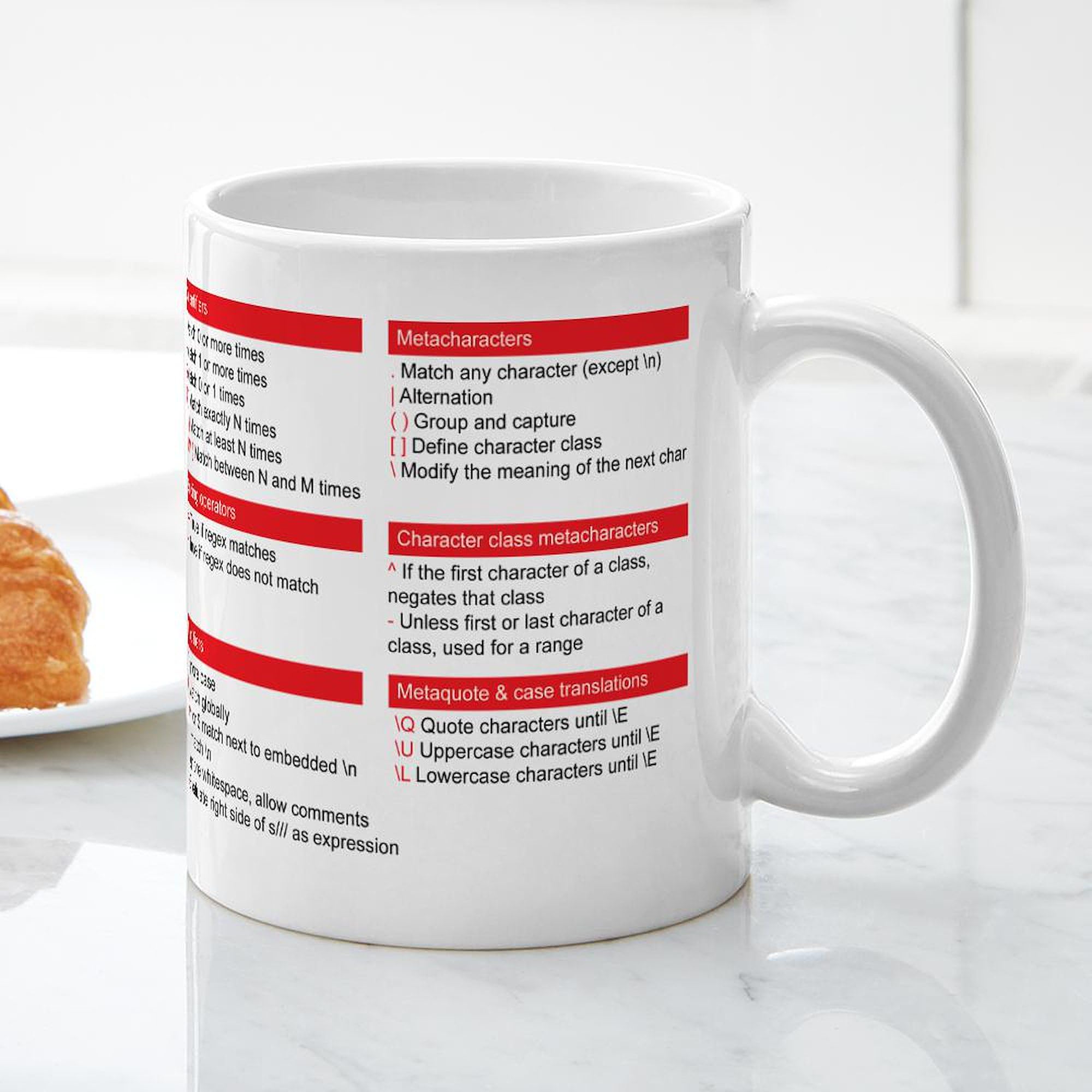 Regex Reference Mug - 11 oz (325 ml) Ceramic Coffee Cup with Programming Joke - Perfect for Coders, Developers & Tech Gifts | Office, Home & Coding Sessions