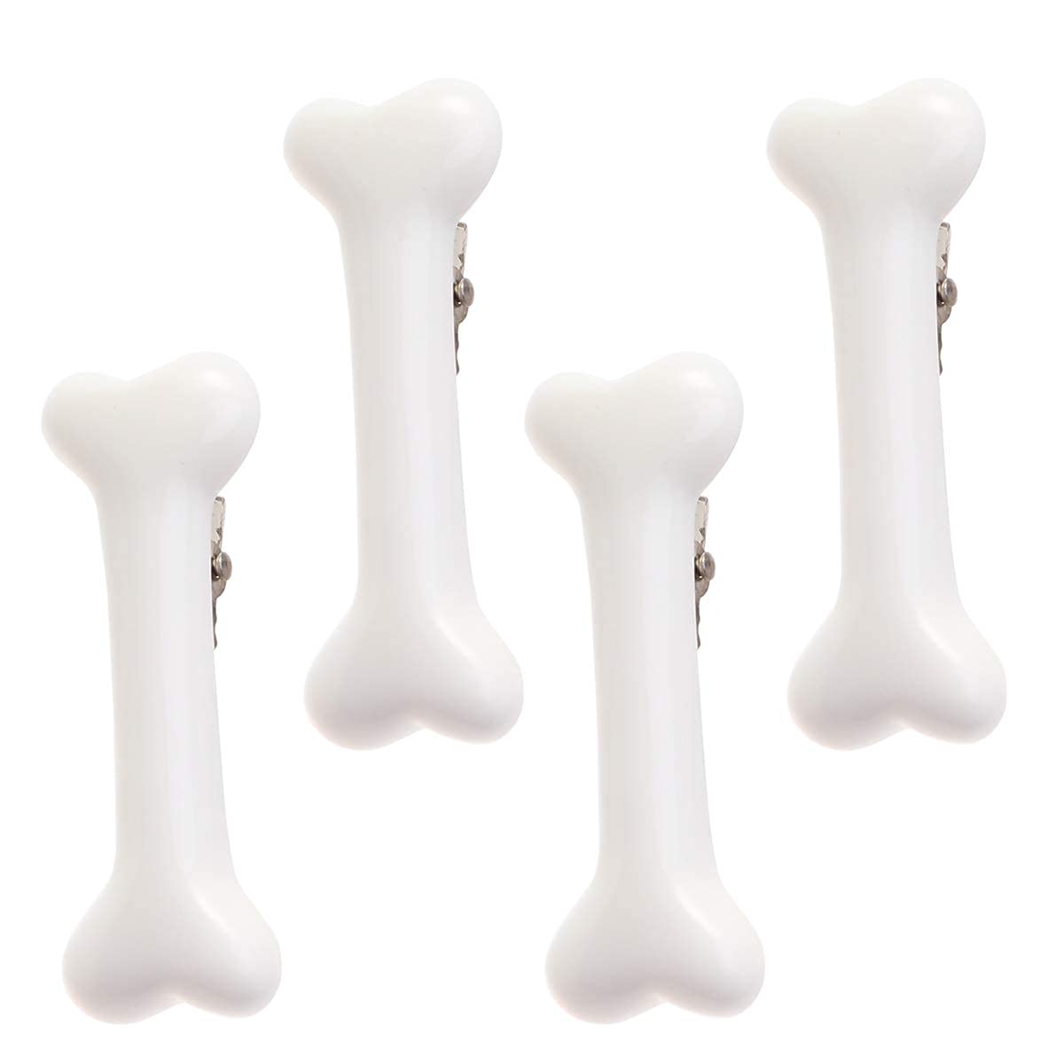 Beaupretty 4 Pack Halloween White Dog Bone Hair Clips - Artificial Dog Bone Hairpins & Alligator Barrettes for Women & Girls - Perfect for Halloween Costumes, Pet-Themed Parties & Cosplay Accessories