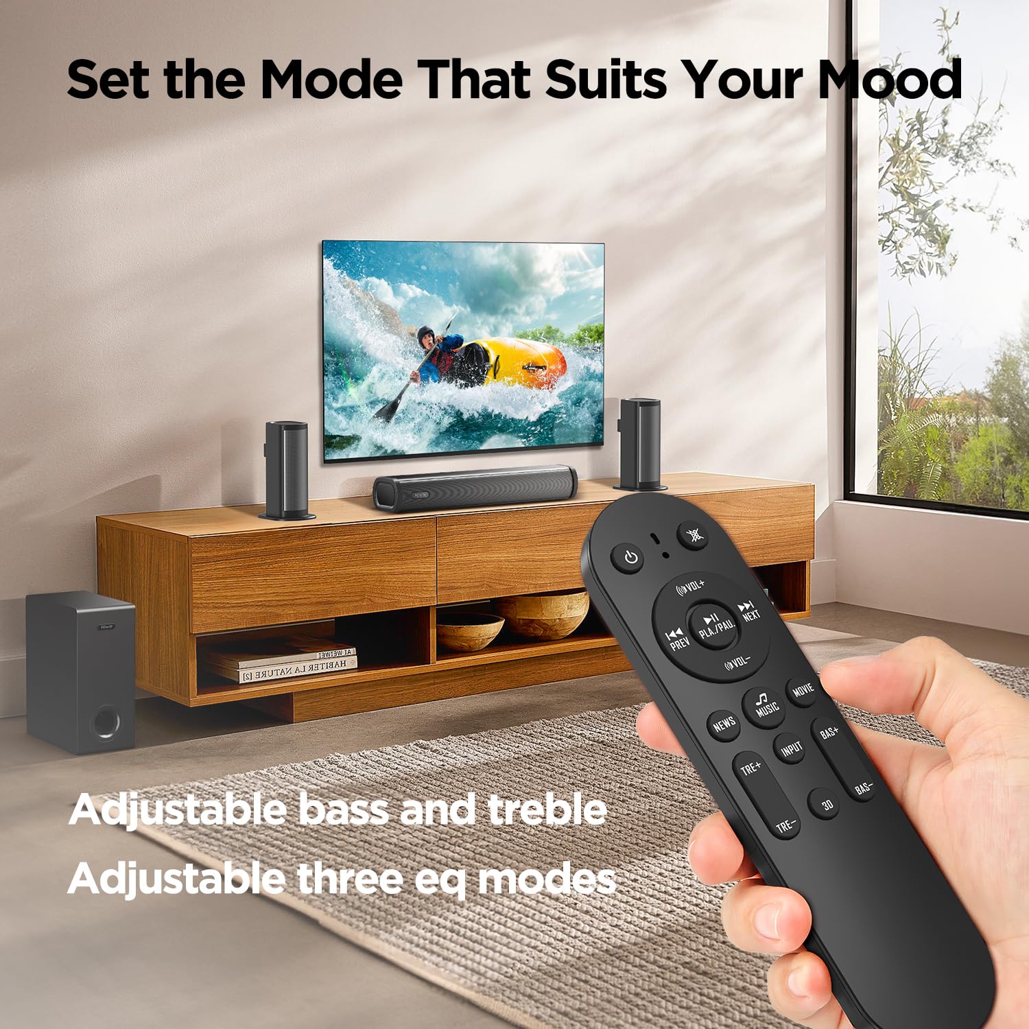 Dolby Audio 4.1 Channel Sound Bar for Smart TV - Home Theater Surround Sound System with Wireless Subwoofer & 2 Rear Speakers | HDMI ARC, Deep Adjustable Bass | Perfect for 4K TVs, Gaming & Movie Nights