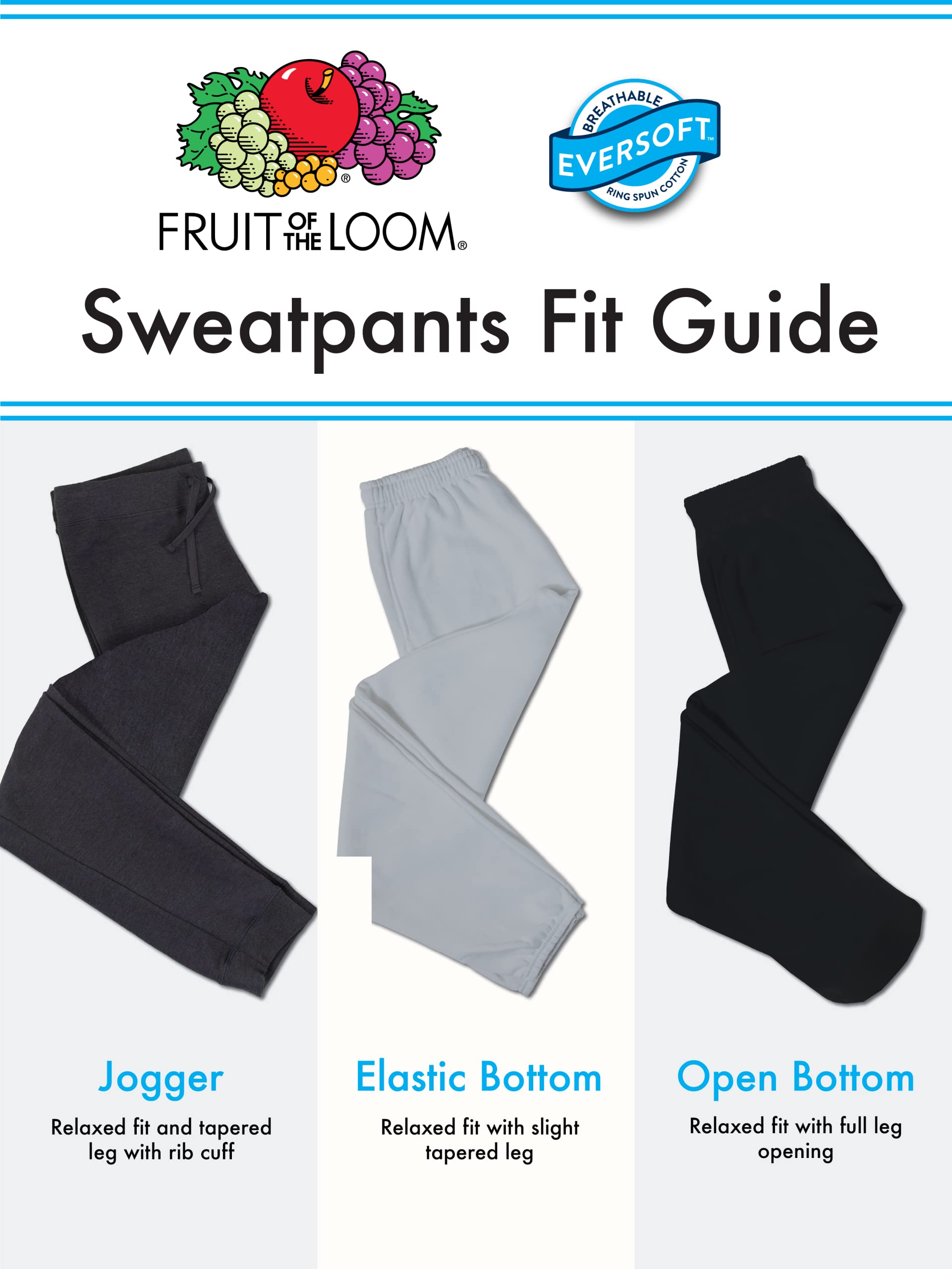 Fruit of the Loom Men's Eversoft Fleece Sweatpants - Soft Comfortable Jogger Pants for Lounge, Workout & Casual Wear