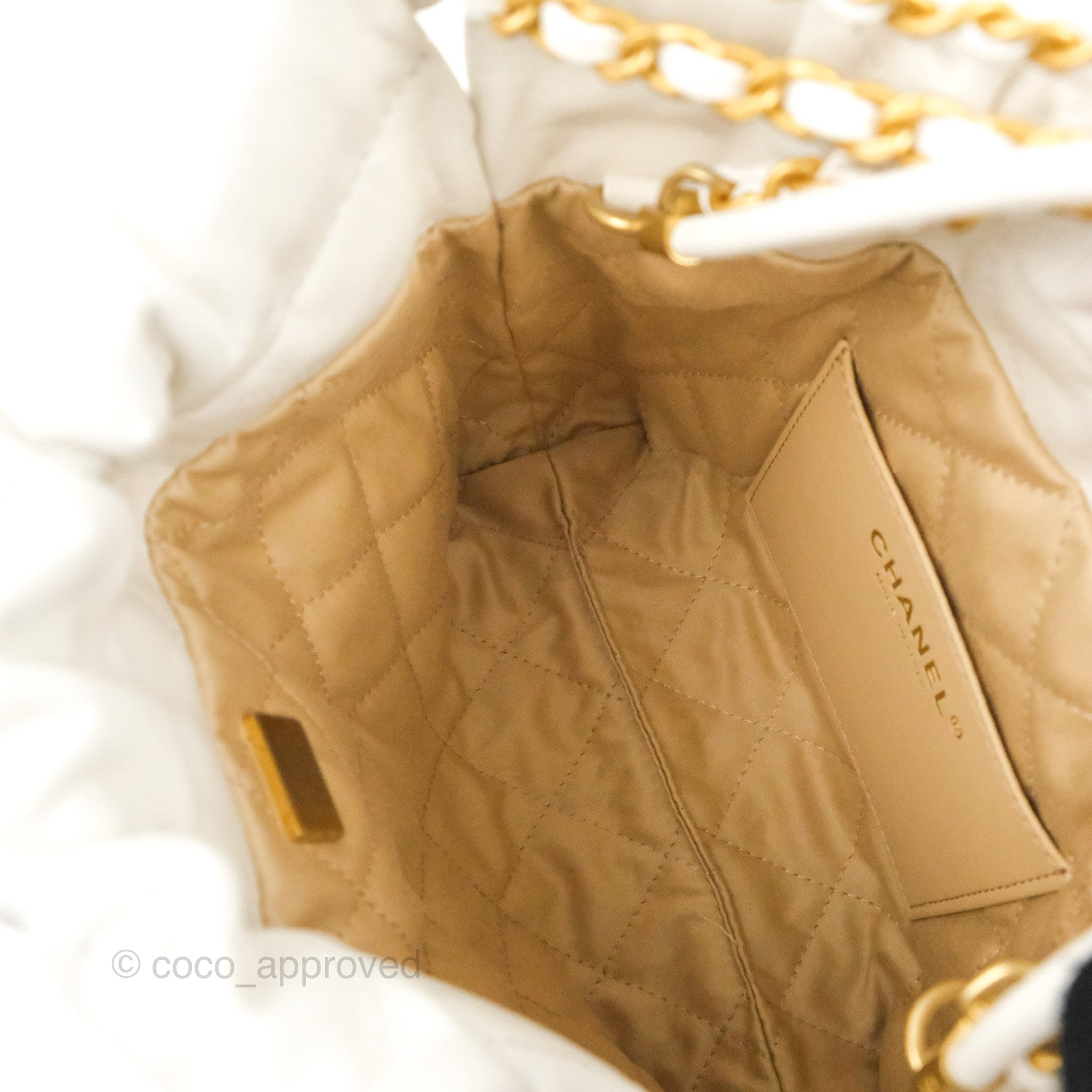 Chanel 22 Mini Bag in White Crumpled Calfskin Leather - Luxury Crossbody Purse for Women, Perfect for Date Night & Evening Events