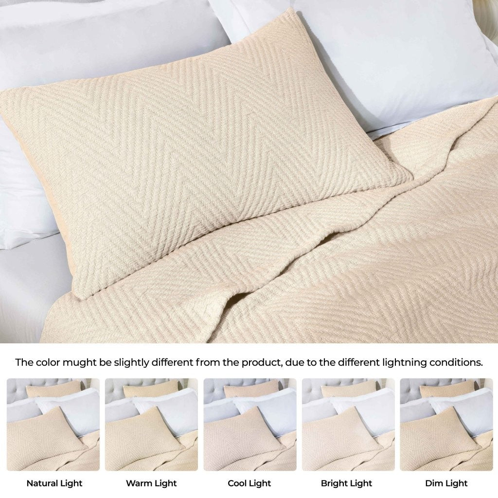 Premium Aswan Cotton Medium Weight Textured Modern Chevron Woven Coverlet - Soft & Breathable Bedspread for All-Season Comfort | Perfect for Master Bedroom, Guest Room & Cozy Home Decor