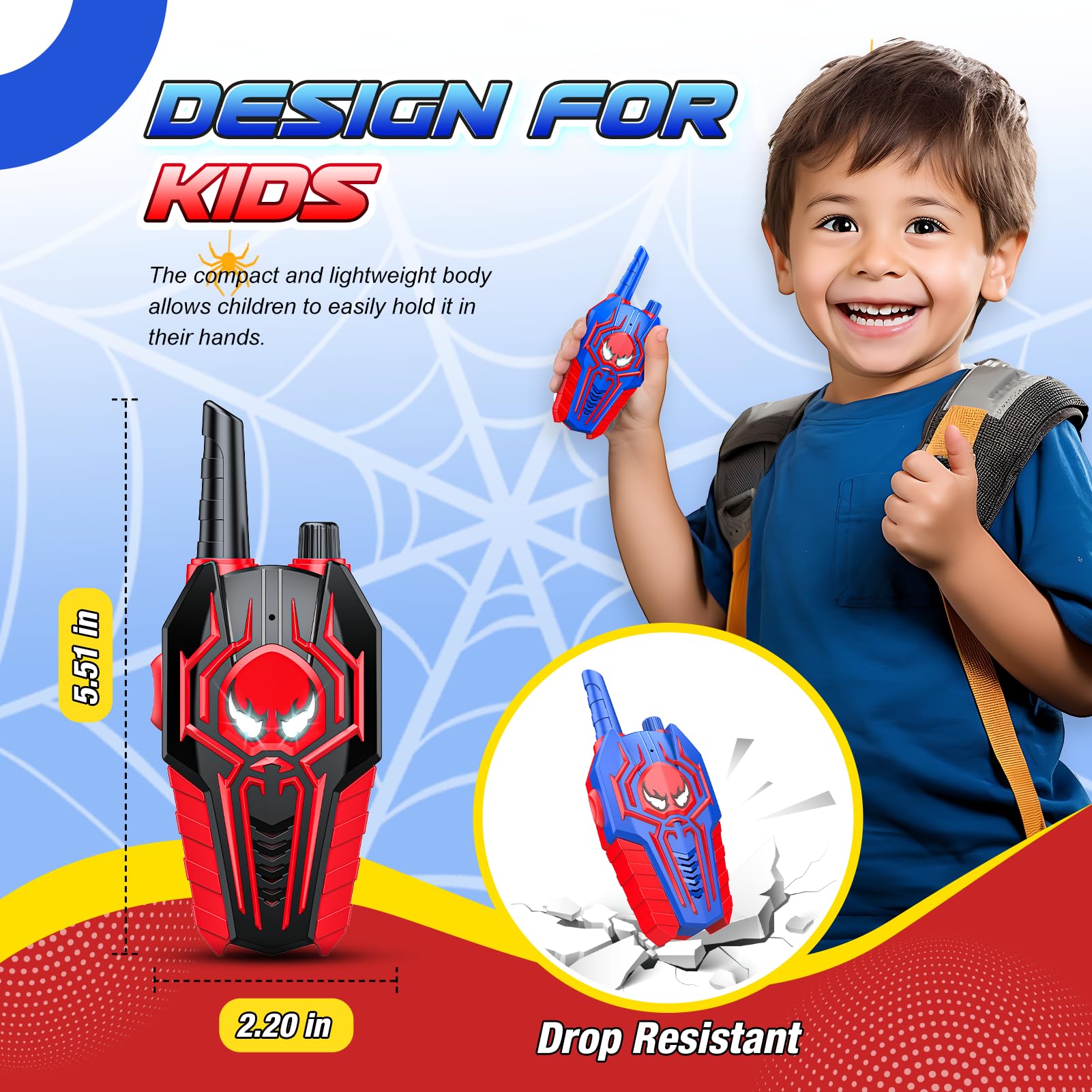 Exssary Kids Walkie Talkies 2 Pack - Best Outdoor Toys for Boys & Girls Ages 3-8 | Birthday Gifts, Camping & Backyard Adventure Games for Children | Long Range Communication Device for Siblings & Friends