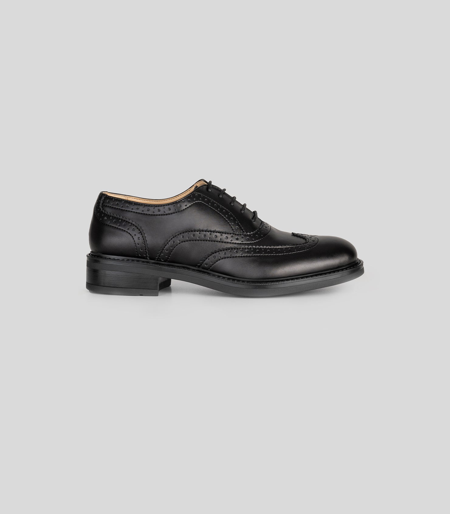Solari Milano Women's Black Brogue Shoes - Classic Oxford Style for Office, Business & Formal Occasions