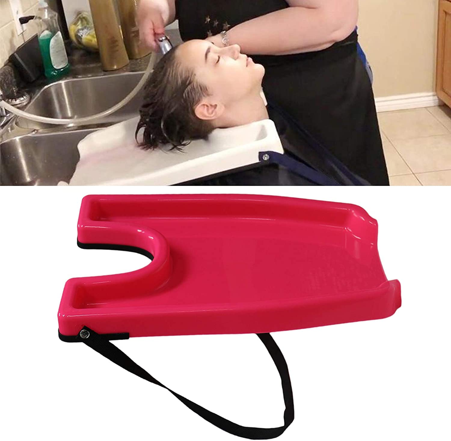 Portable Hair Washing Tray - Adjustable Salon Backwash Sink for Home & Professional Use, Comfortable Shampoo Bowl with Drain Hose (Pink) - Perfect for Hair Salons, Home Hair Care & Mobile Stylists