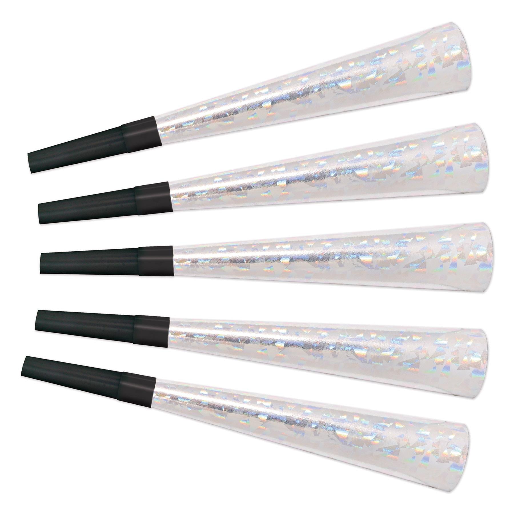 100 Pack Beistle Swingin' Silver New Years Party Horns - Noise Makers for NYE Celebrations, Birthday Parties & Festive Events - Perfect for Countdowns & Special Occasions