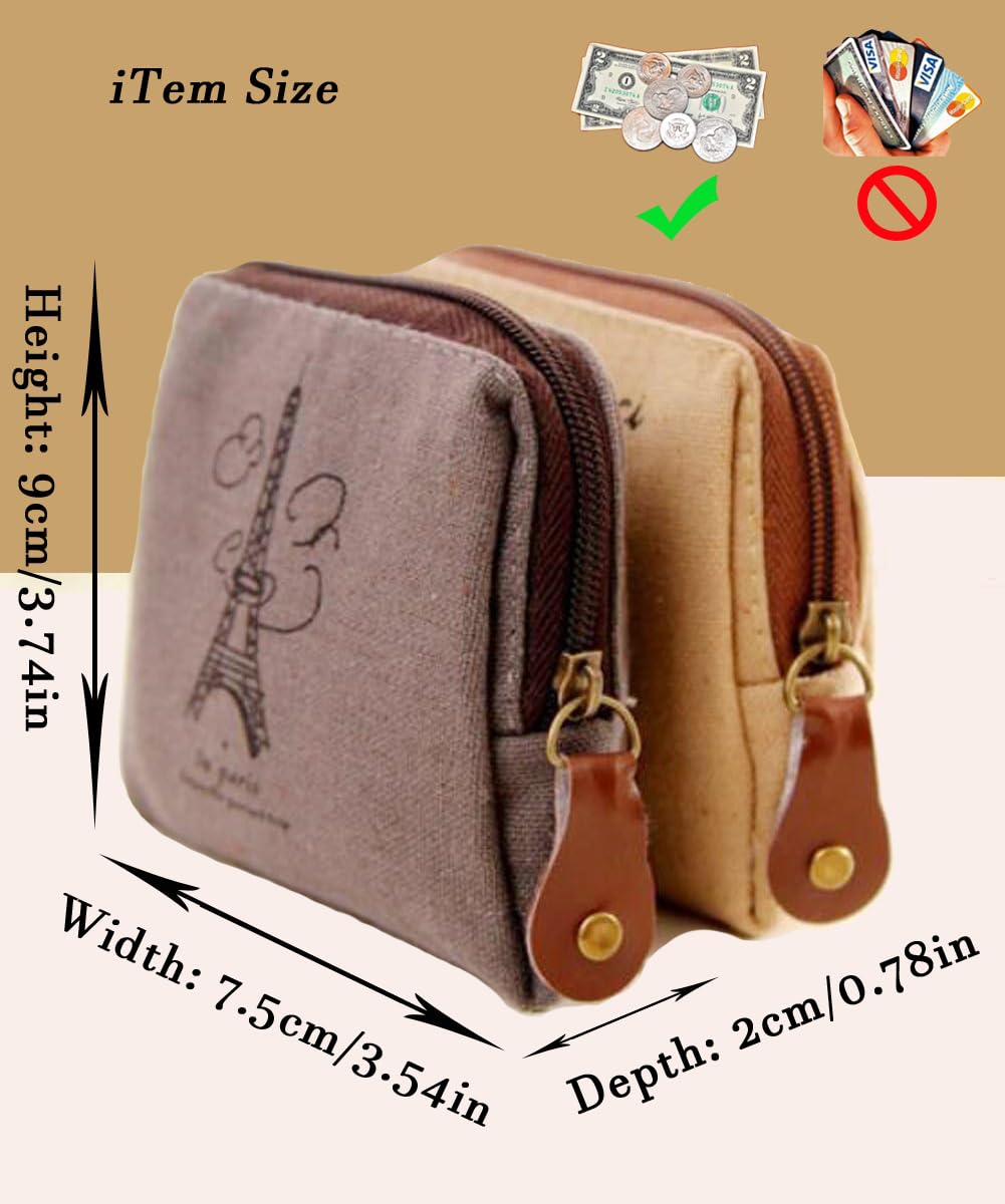 Stylish Canvas Coin Bags for Women - Set of 4 Small Change Purses & Cash Wallets (Paris Design) - Perfect for Travel, Shopping, and Organizing Loose Change