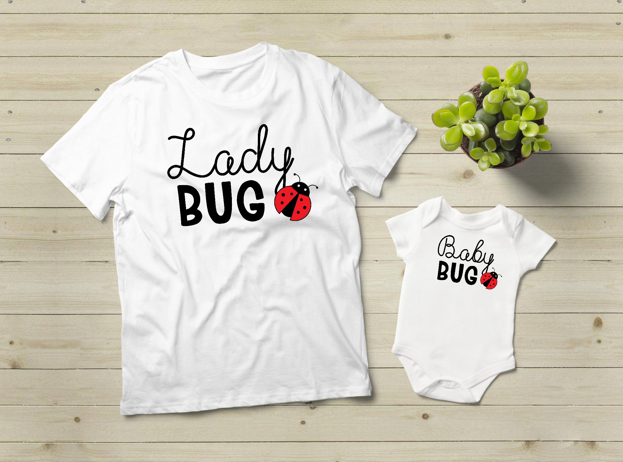 Ladybug Mom and Baby Matching Outfits - Cute Mother Daughter Matching Shirts for Family Photos, Holidays & Special Occasions