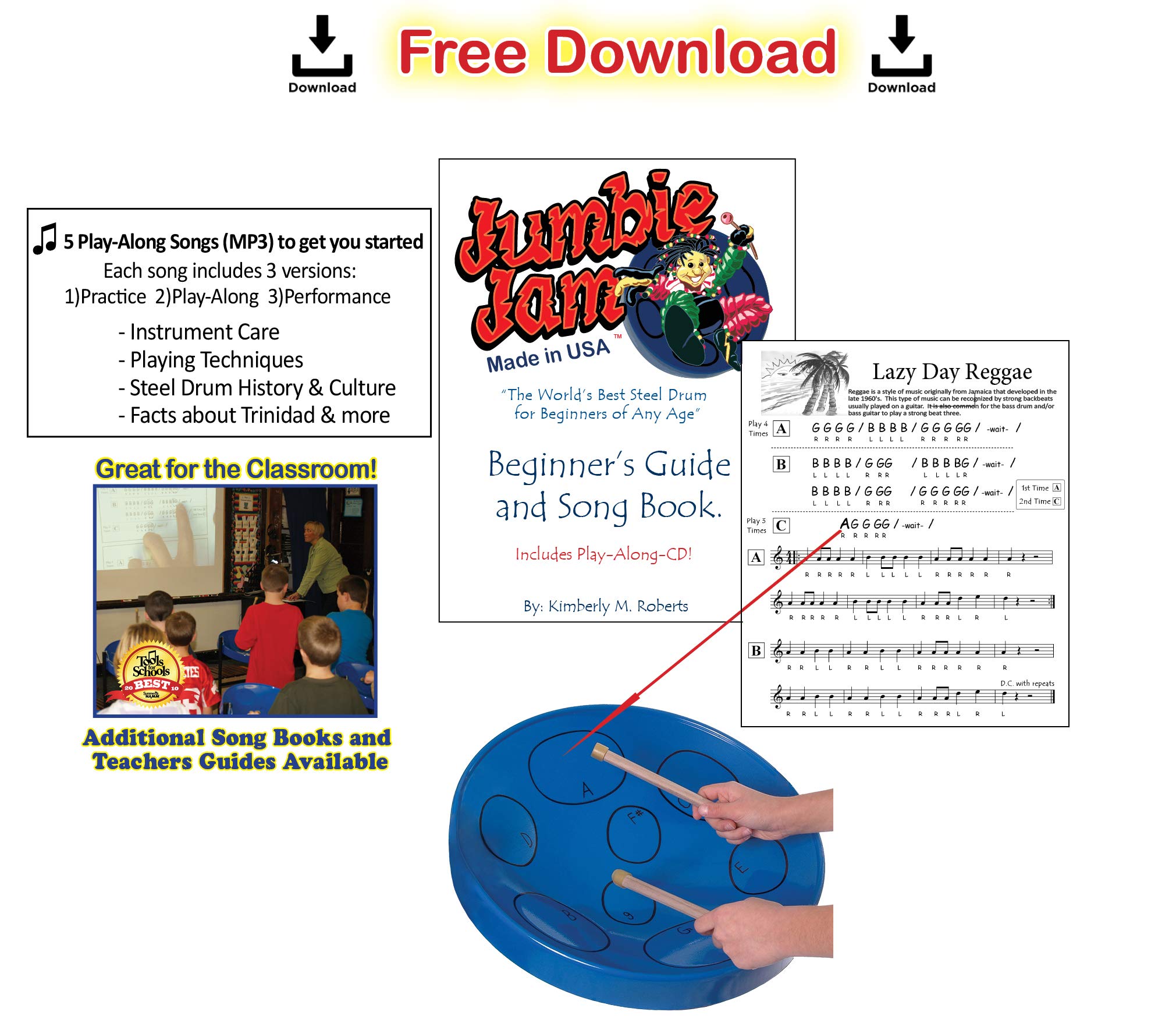 Panyard JJ Jumbie Jam Steel Drum Kit - Pink G-Major Ready to Play Set with Table Top Stand | Authentic USA-Made Steel Pan (W1086) | Perfect for Beginners, Music Classes & Caribbean-Themed Parties