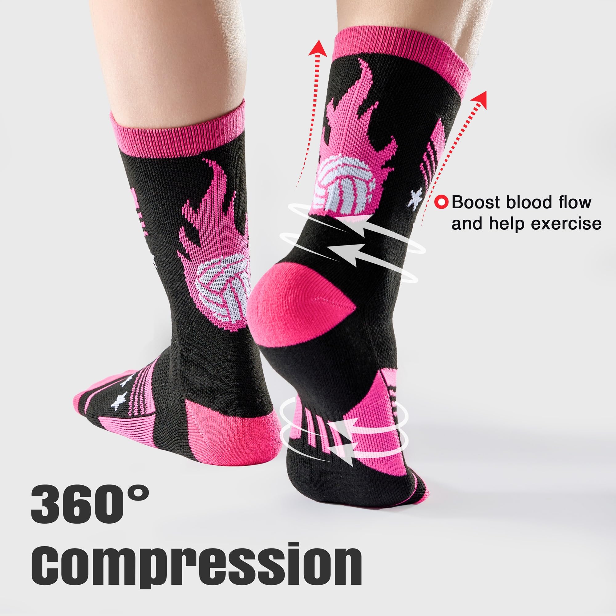 Jeasona Athletic Socks for Women & Teen Girls - Breathable Sports Socks for Volleyball, Softball & Running - Perfect Team Gifts & Performance Accessories (Great for Gym, School & Outdoor Activities)