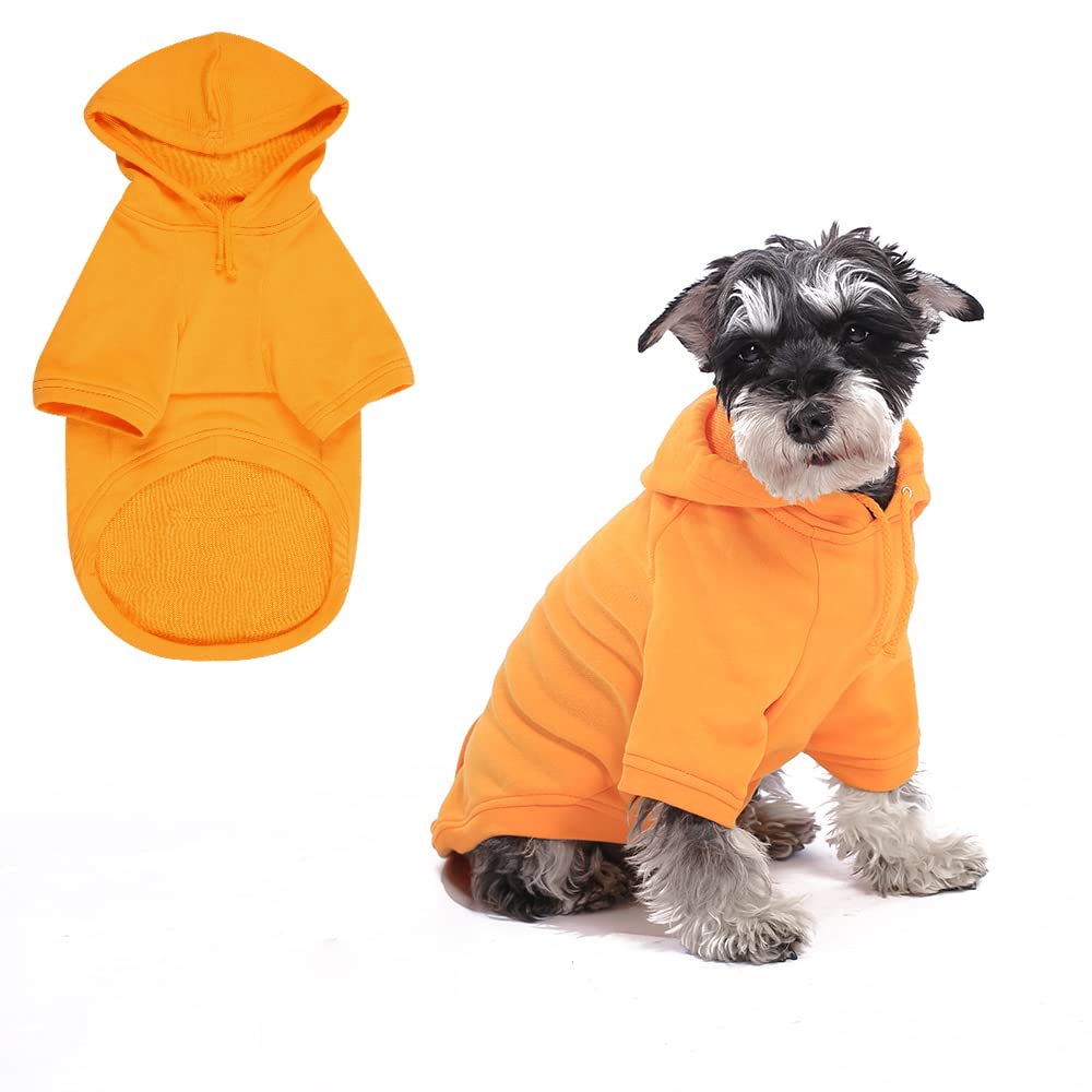 Dog Hoodies & Sweatshirts with Hood and Pockets - Warm Pet Clothes for Small Dogs (Orange, Medium) - Perfect for Winter Walks and Outdoor Adventures