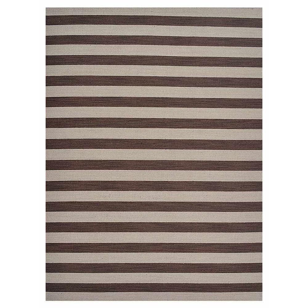 Handwoven Flat Weave Kilim Wool Eco-Friendly Area Rug - 8'x10' Rectangle Cream Brown Contemporary Modern Low Pile Carpet for Living Room, Bedroom & Dining Room | D00107 | Rugsotic Carpets