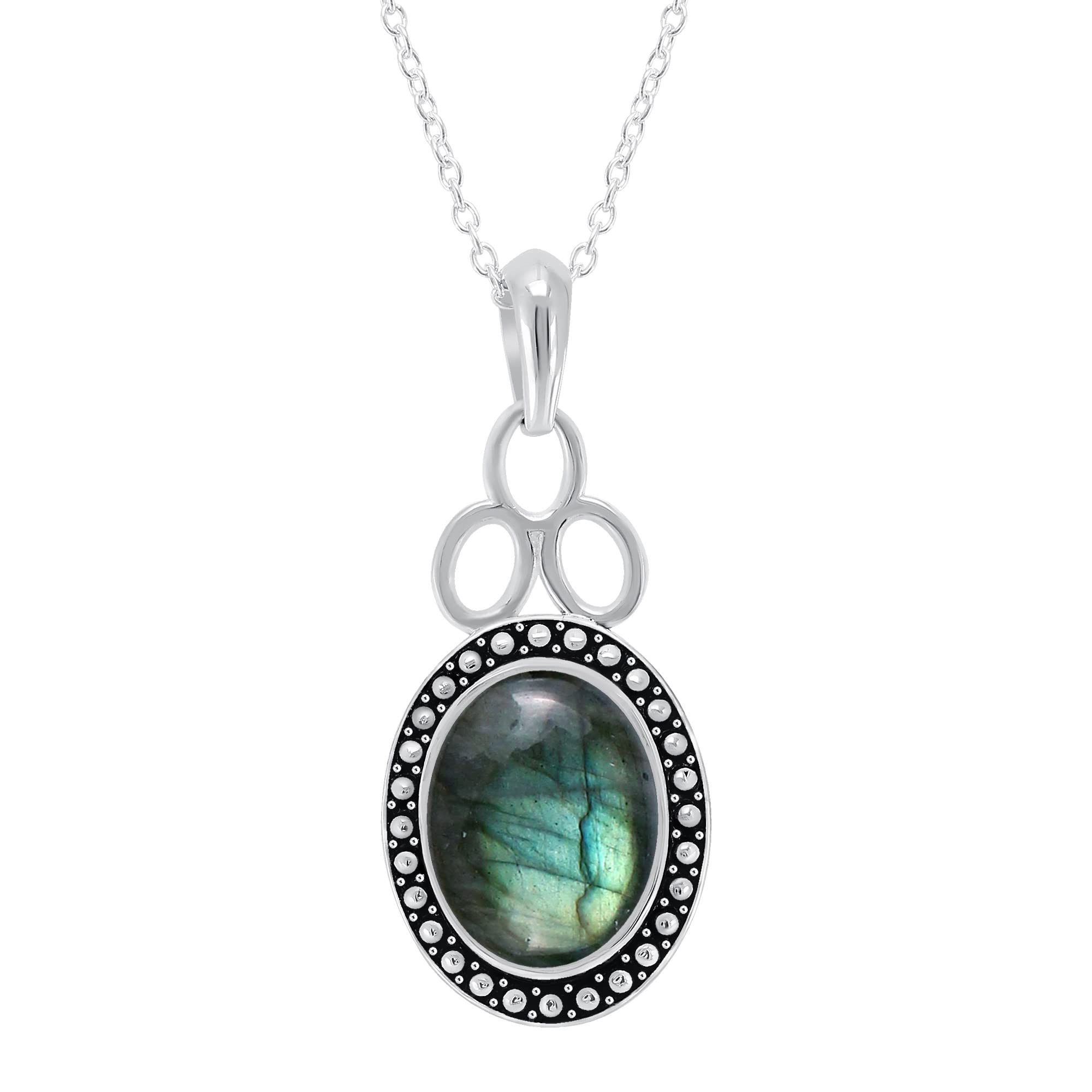 18 Inch Sterling Silver Pendant Necklace for Women with Genuine Gemstone - Elegant Jewelry Gift for Birthday, Anniversary & Special Occasions