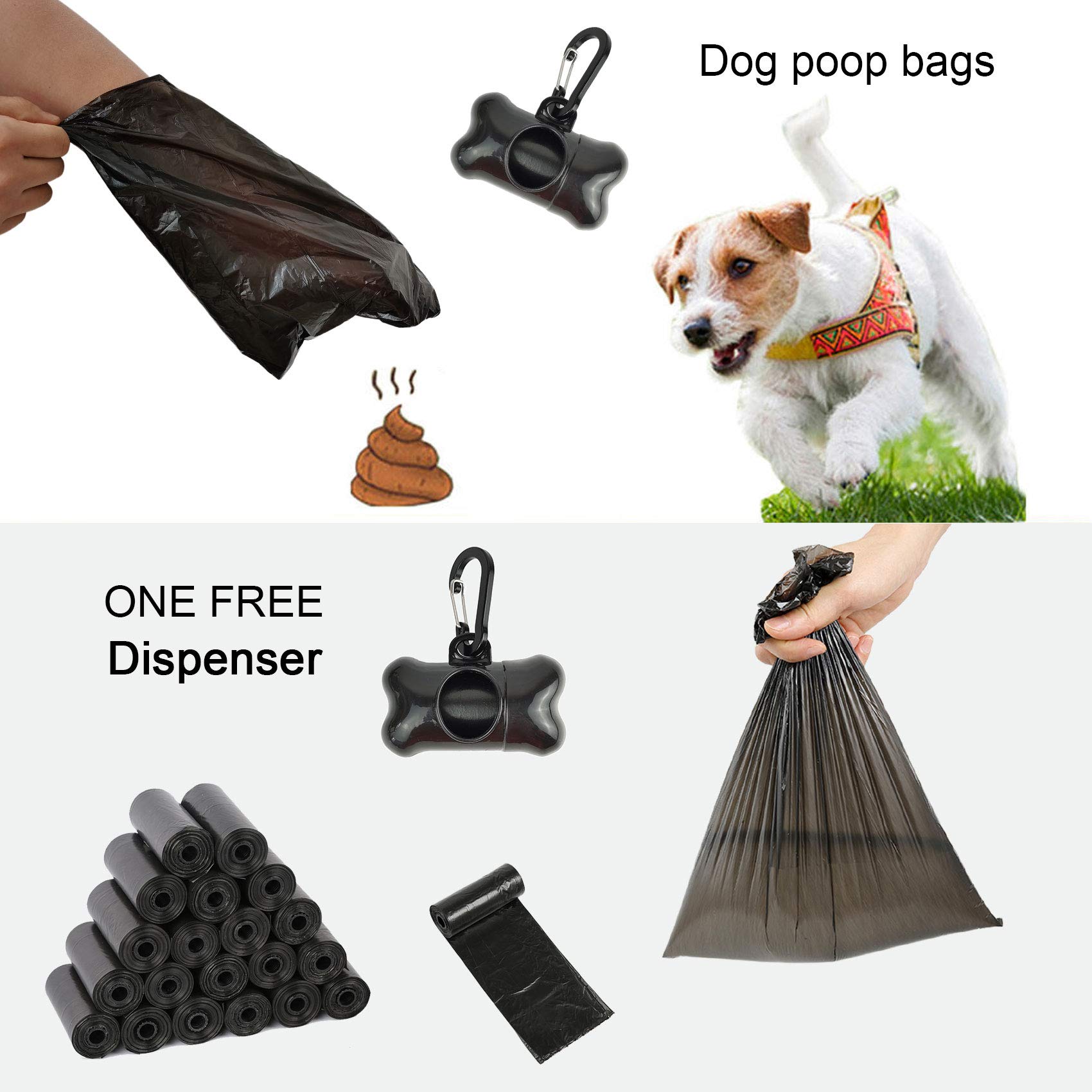 Premium Dog Poop Bags - 750 Count Pet Waste Bags with Dispenser & Leash Clip (50 Rolls, Black) | Biodegradable, Extra Thick & Scented for Easy Cleanup | Perfect for Walks, Parks & Travel with Your Dog