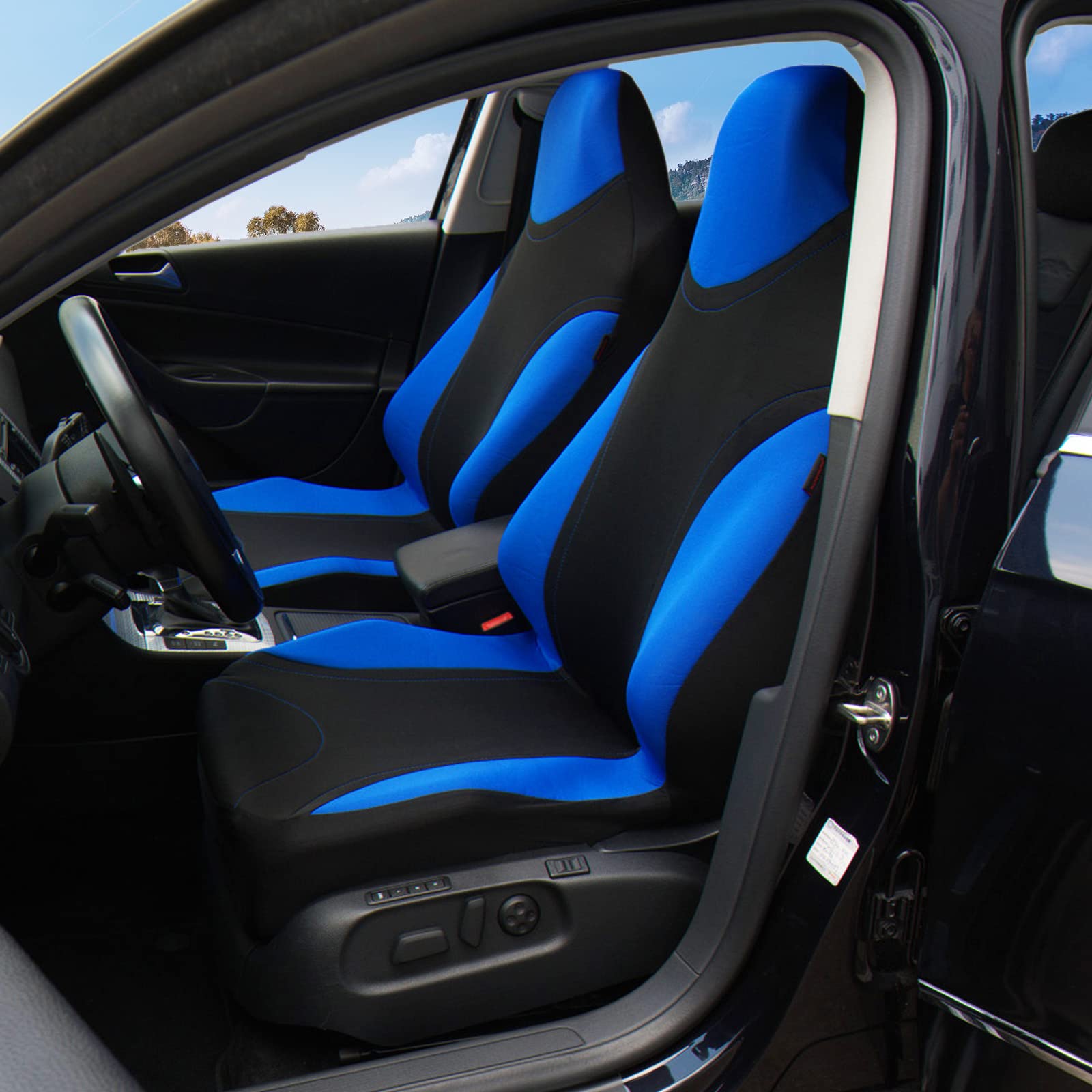 AUTOYOUTH Universal High Back Bucket Seat Covers - Set of 2, Airbag Compatible for Cars, SUVs, Trucks & Vans (Blue) | Premium Protection & Comfort for Drivers & Passengers | Perfect for Road Trips, Commuting & Daily Driving