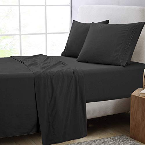 Premium 600 Thread Count 100% Egyptian Cotton 4-Piece Bed Sheet Set - Deep Pocket Fits 16