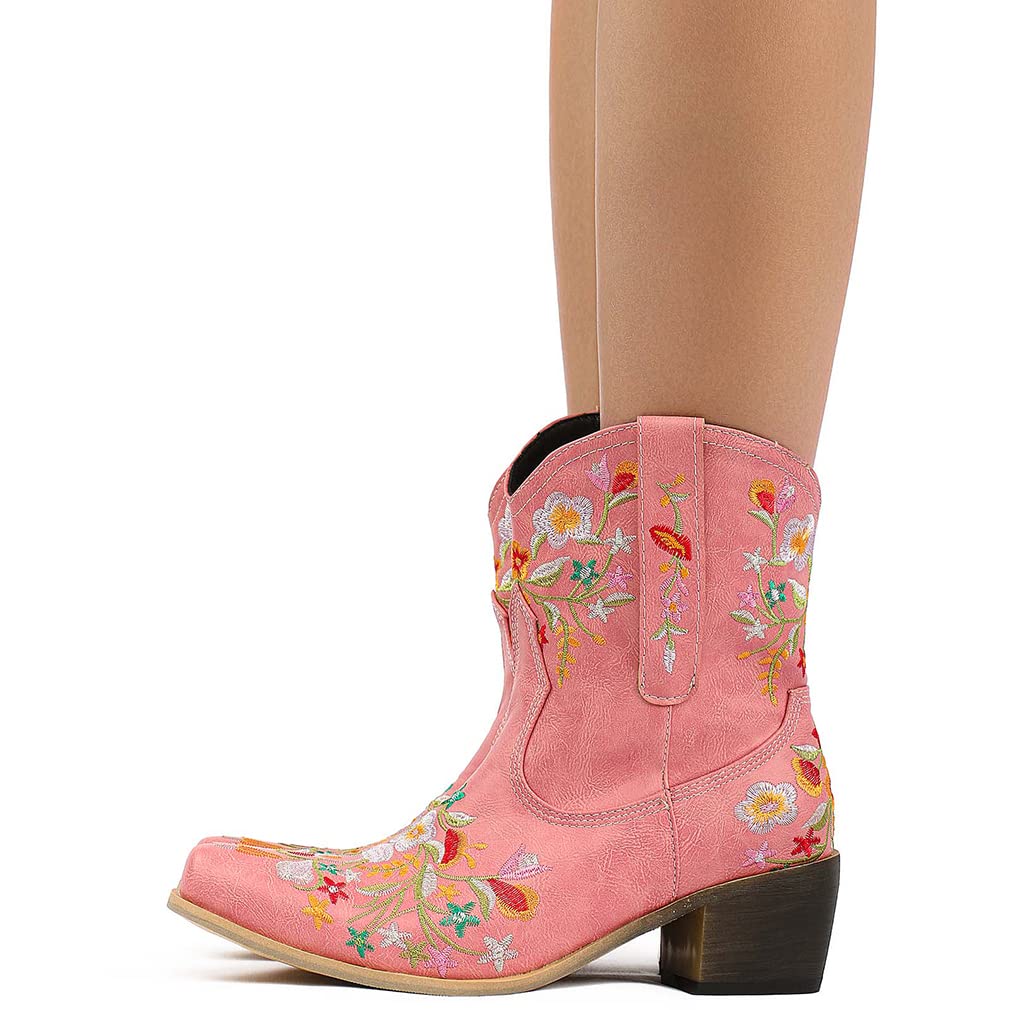 SO SIMPOK Women's Classic Cowgirl Boots - Retro Western Ankle Boots with Embroidered Design for Ladies | Perfect for Country Dancing, Rodeo Events & Western Fashion Outfits