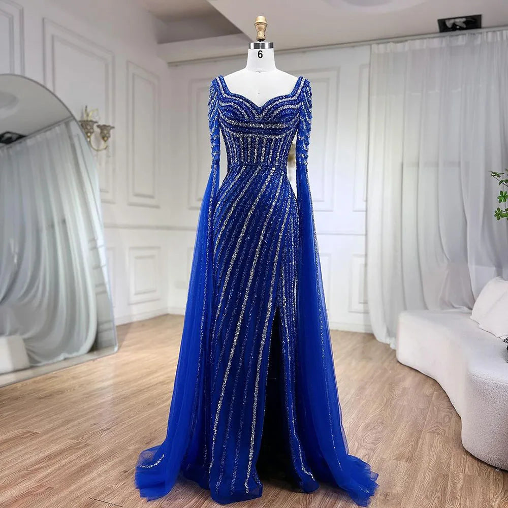 Serene Hill Blue Sweetheart Mermaid Evening Gown with Beaded Overskirt - Luxury Women's Wedding Party Dress 2025 LA72314 | Perfect for Formal Events, Prom, Bridal Showers & Red Carpet Occasions