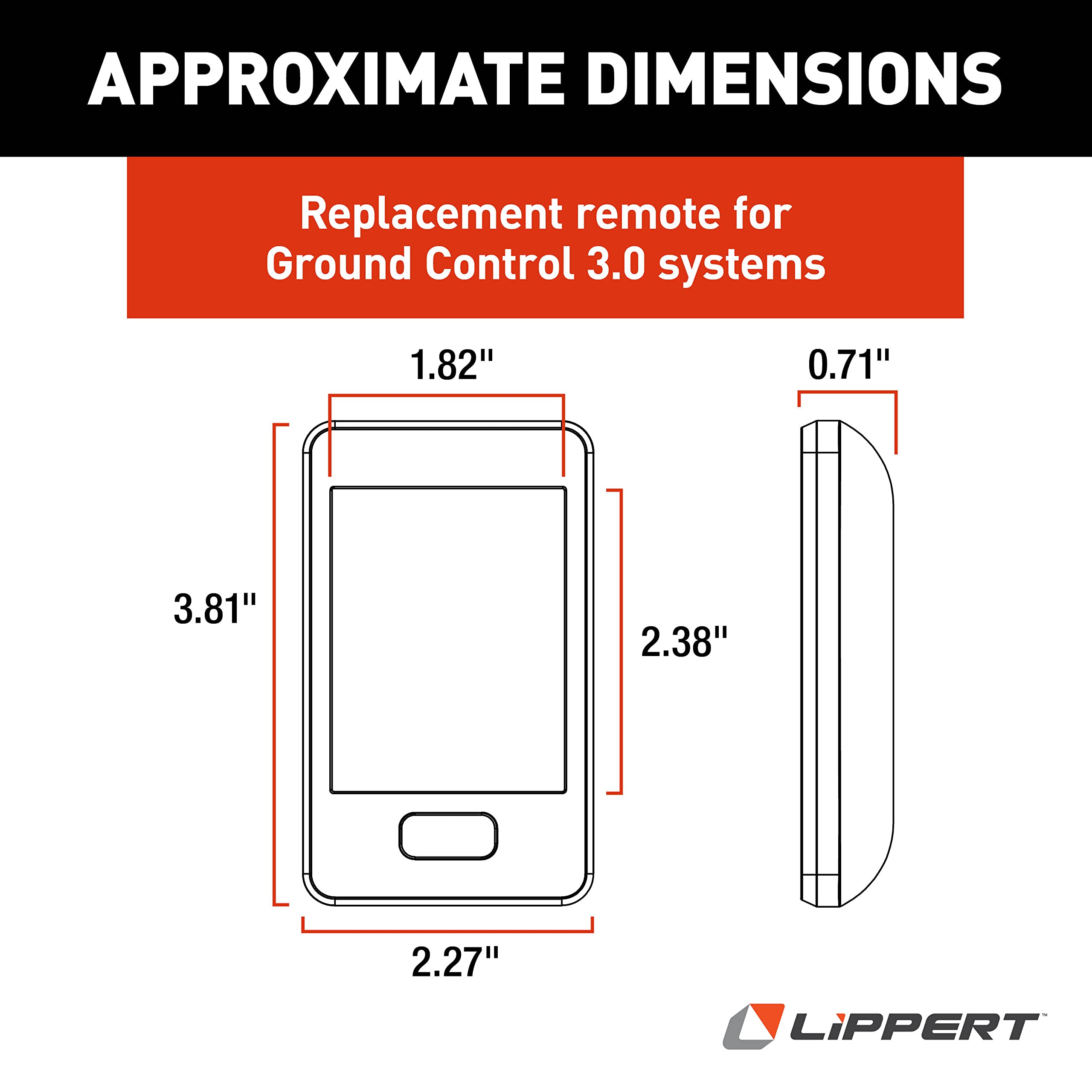 Lippert Components 358601 Replacement Remote & Charger - Black | Compatible with RV Awning & Slide-Out Systems | Perfect for Outdoor Camping & Travel Accessories