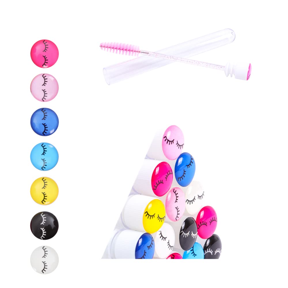 60 Pcs Disposable Pink Diamond Lash Mascara Brushes - Eyelash Spoolie Wands with Sanitary Tubes for Professional Makeup Application, Salon & Home Use