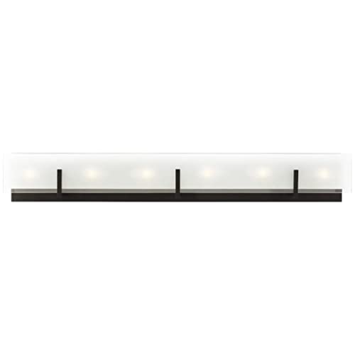 Generation Lighting 6-Light Syll Bath Fixture Wall Lamp in Midnight Black (Model 4430806-112) | Modern Bathroom Vanity Lighting Fixture for Home Decor | Compatible with E12 Candelabra & LED Bulbs | Perfect for Bathroom, Powder Room & Dressing Room Illumination