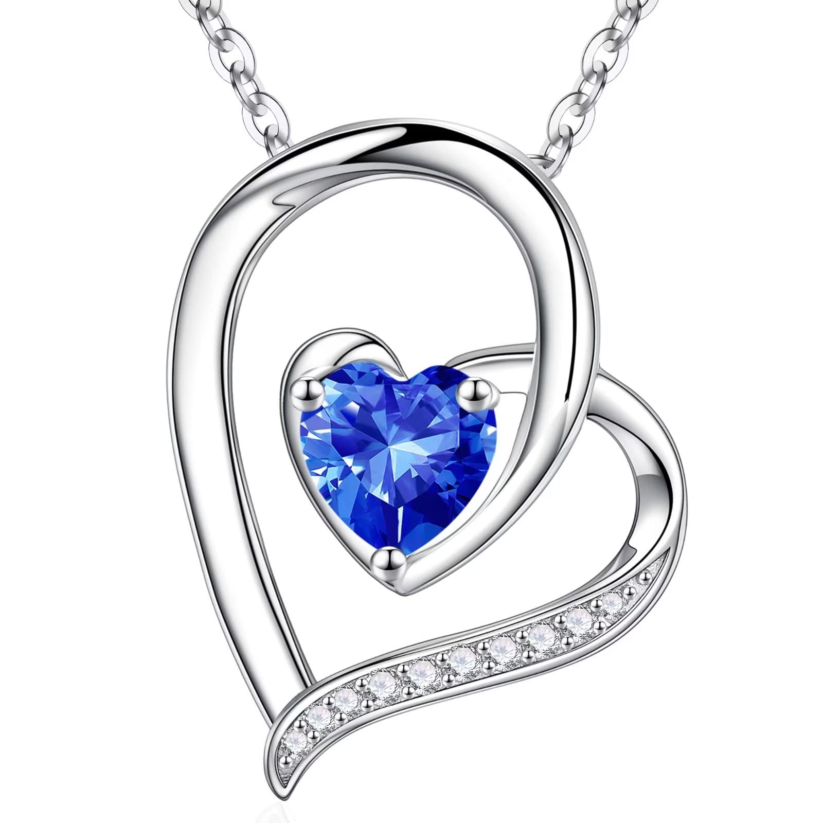 925 Sterling Silver Heart Birthstone Necklace for Women - Personalized Mothers Day, Anniversary & Birthday Jewelry Gift for Wife, Mom | Elegant & Meaningful Jewelry for Special Occasions