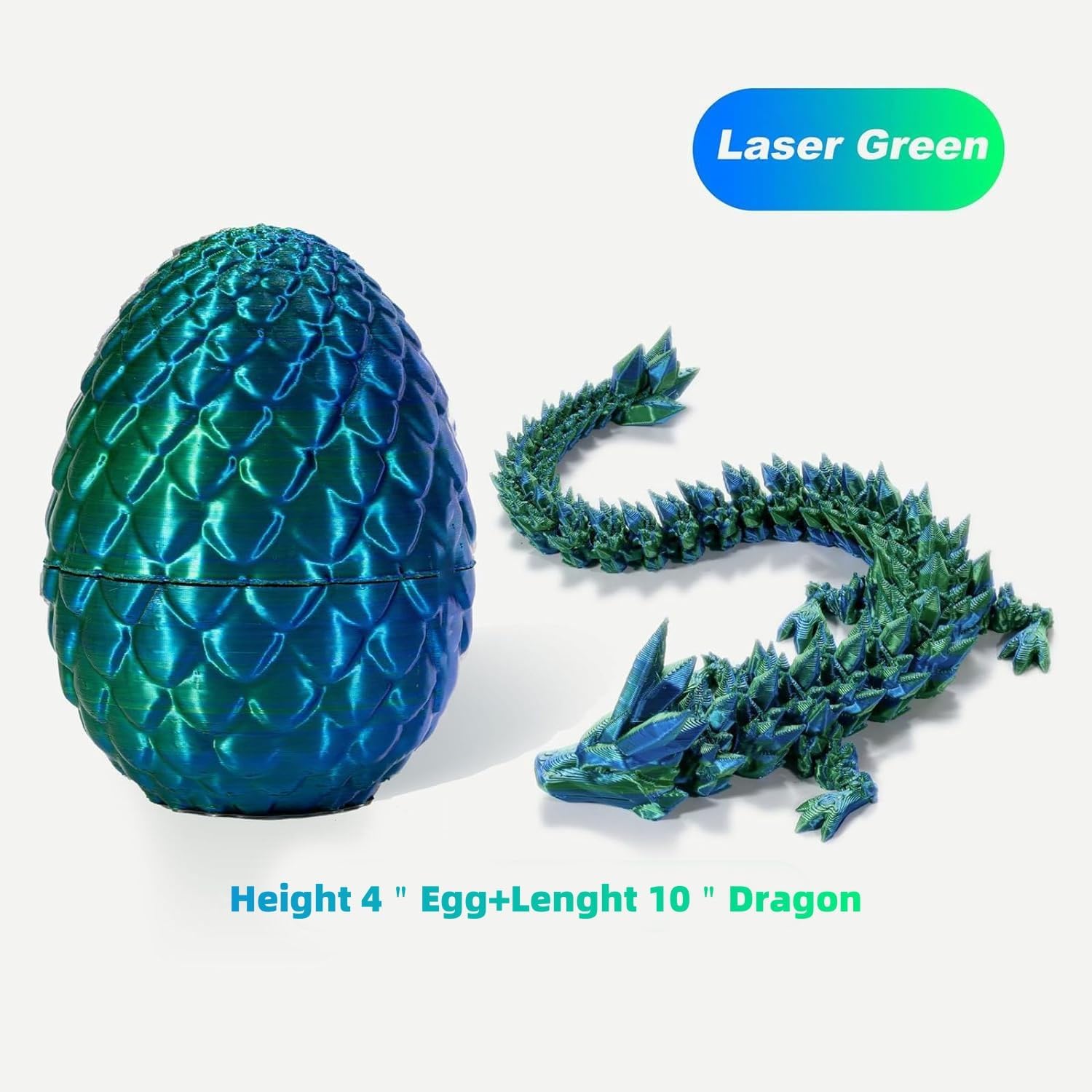 3D Printed Dragon Surprise Egg - Easter Basket Stuffers & Home Decor Gifts for Boys Kids - Executive Dragon Fidget Desk Toy (Green) | Perfect for Easter Celebrations, Kids' Party Favors, and Office Stress Relief