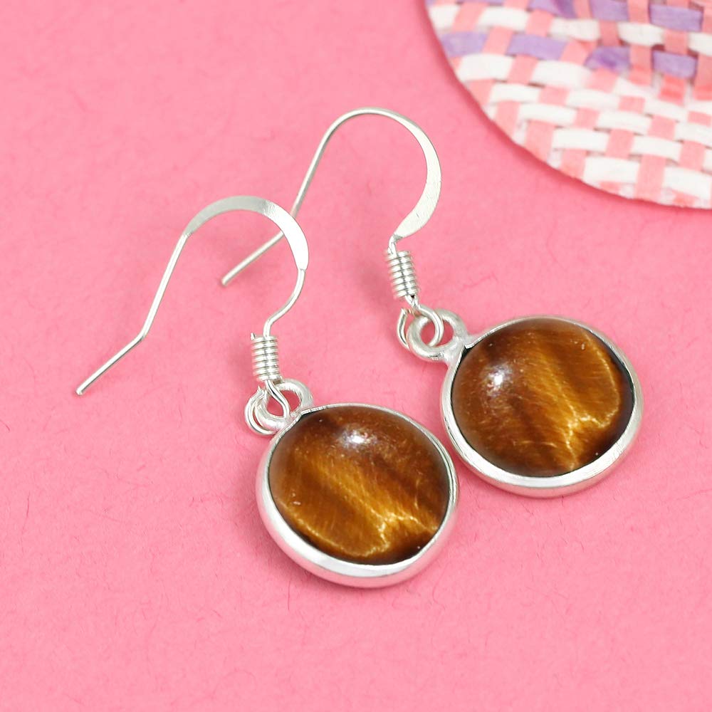 12.45 Carat Round Natural Gemstone Earrings for Women - Handmade Boho Dangle Birthstone Jewelry - Perfect Gift for Wife, Girlfriend, Her - Ideal for Weddings, Parties & Special Occasions