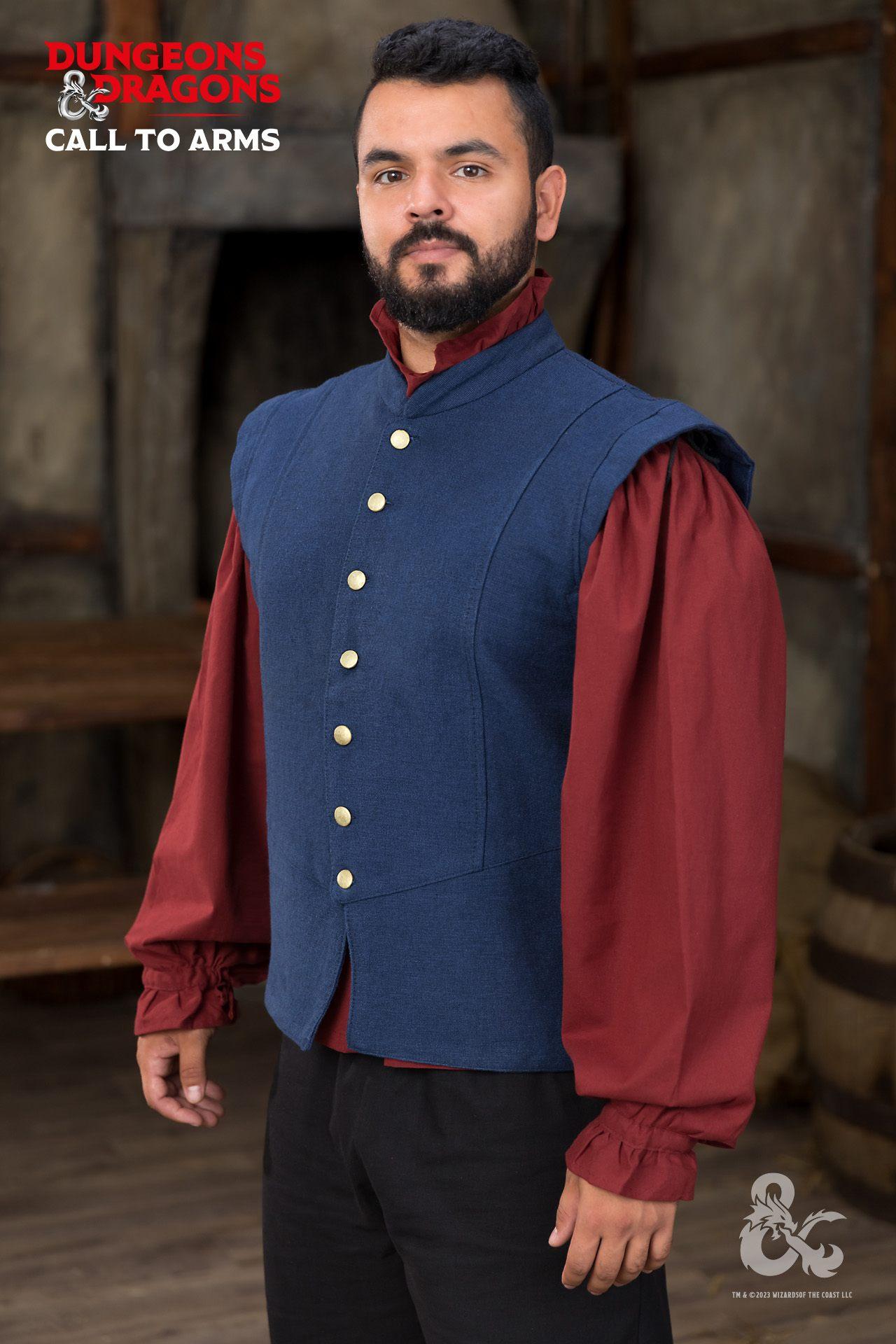 Dungeons & Dragons Bard Jerkin Blue - Medieval Fantasy LARP Costume for Cosplay, Renaissance Fairs & Tabletop RPG Gaming