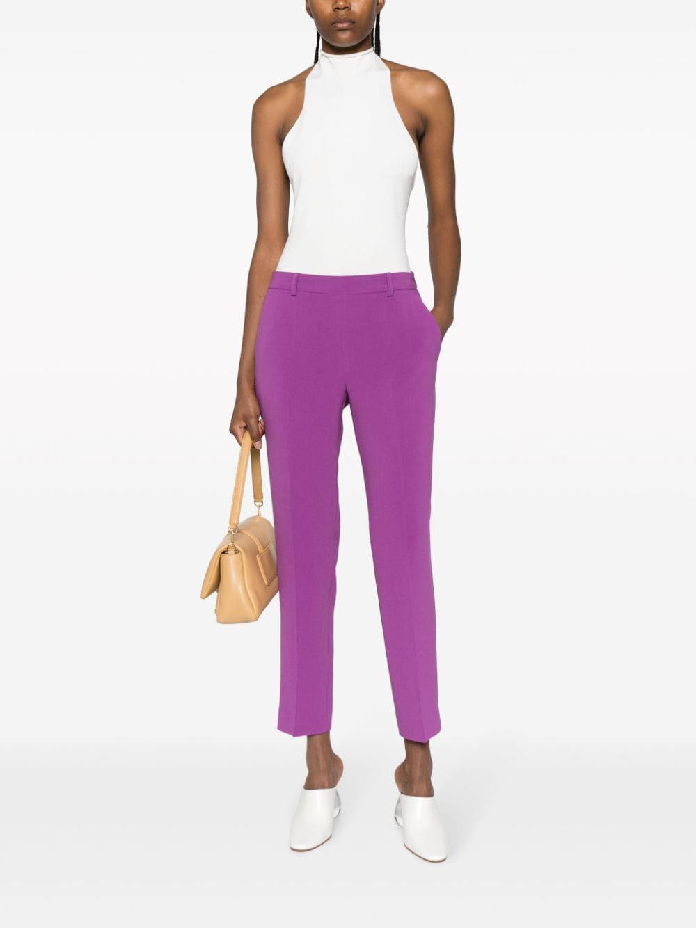 Alberto Biani Women's Purple Trousers - High Waisted Stretch Comfort Pants for Work, Office & Casual Wear