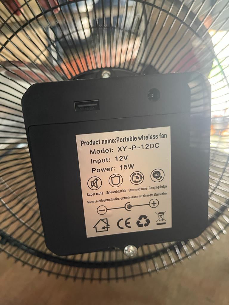 Aiko 12 Portable Wireless Solar Fan - Rechargeable Outdoor Fan with USB Charging | Perfect for Camping, Hiking, Beach, and Patio Use | Model FAN YM 12S