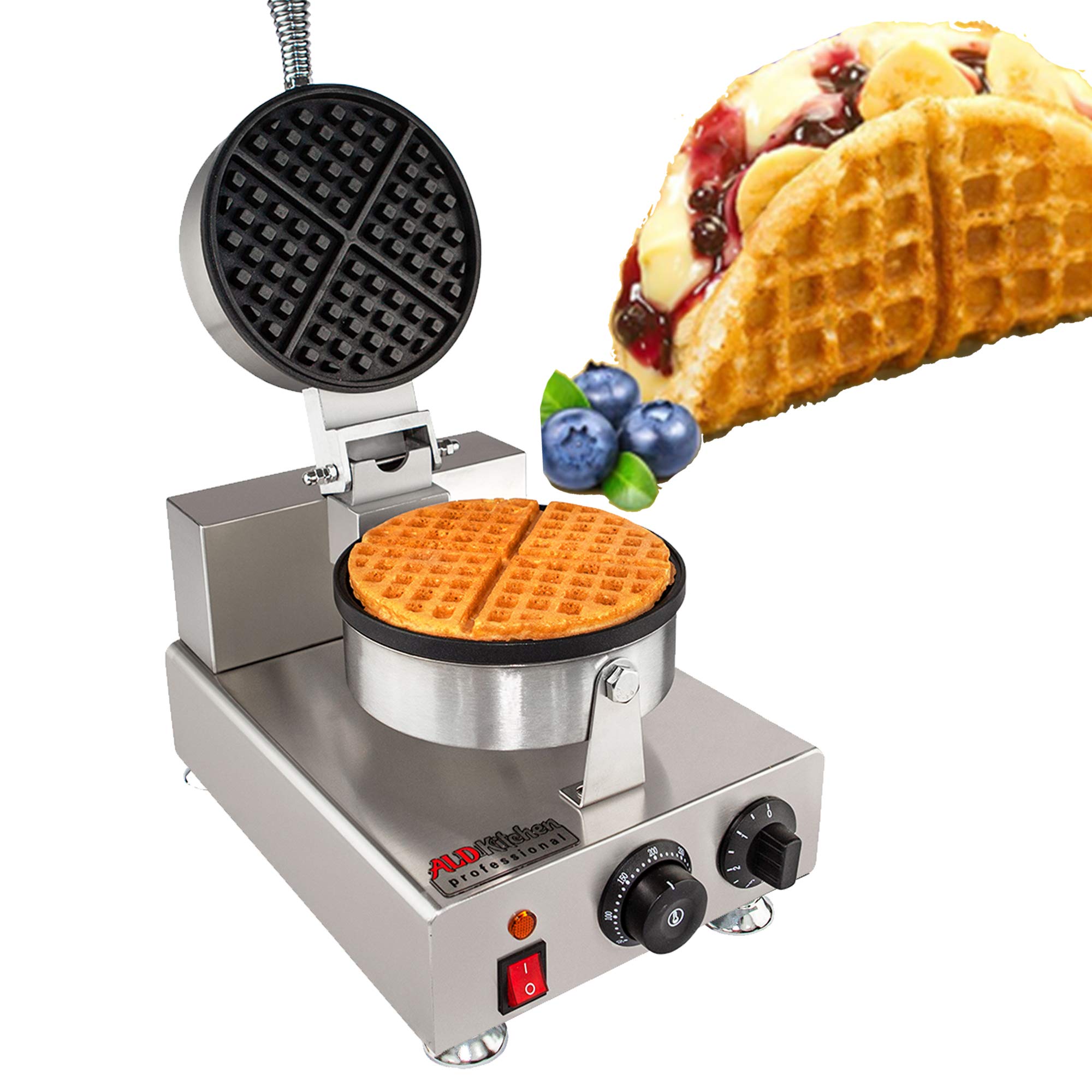 110V Electric Waffle Maker with Temperature & Time Control - Stainless Steel Non-Stick Bubble Waffle Machine - Easy to Clean for Bakeries, Snack Bars & Home Use - Perfect for Breakfast, Desserts & Family Gatherings
