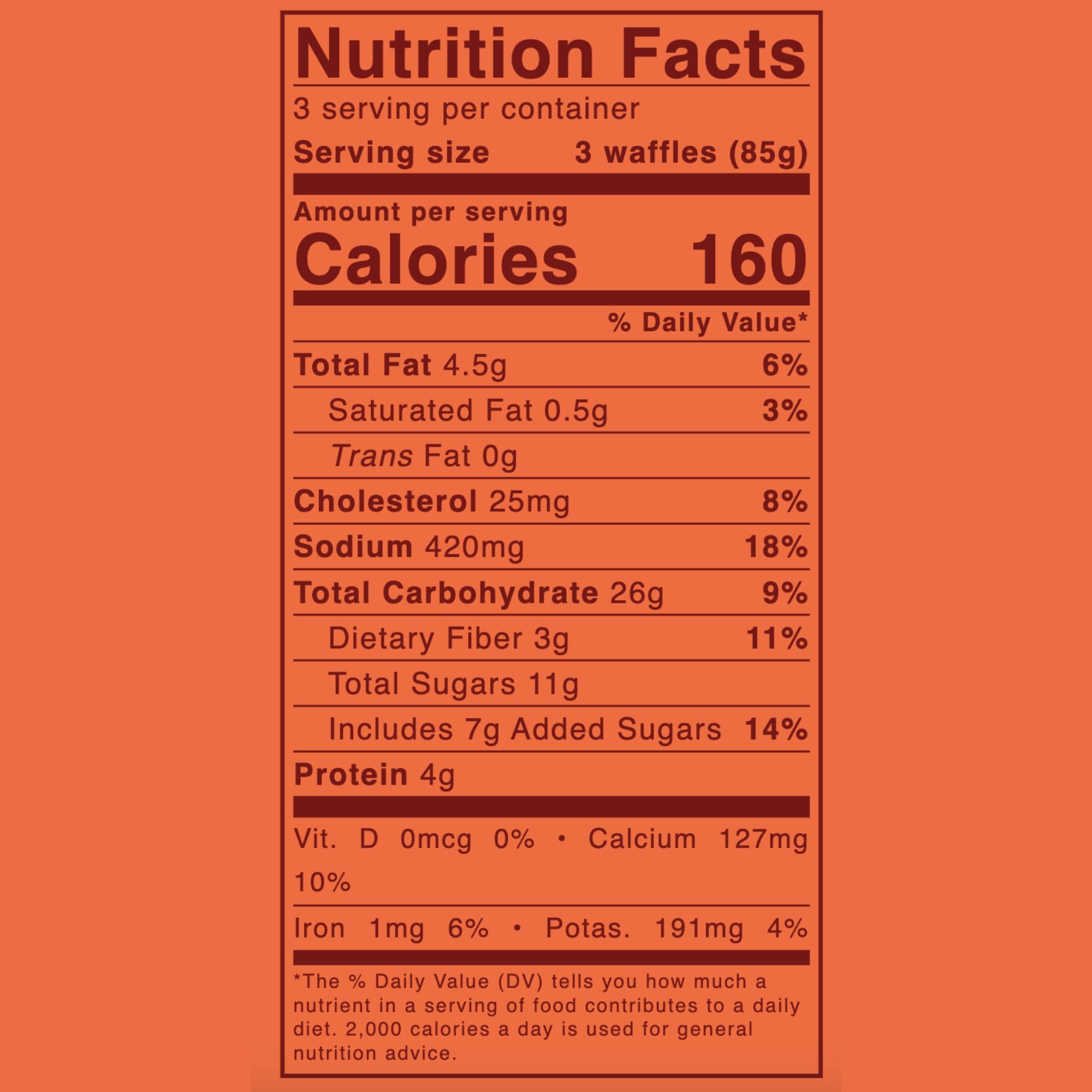 Evergreen Zucchini Carrot Cake Waffles - 100% Whole Grain, Dairy-Free, No Preservatives | 9 Frozen Waffles per Bag with 1 Full Serving of Fruits & Vegetables | Supports Gut Health | Perfect for Breakfast, Kids' Snacks & Healthy Eating