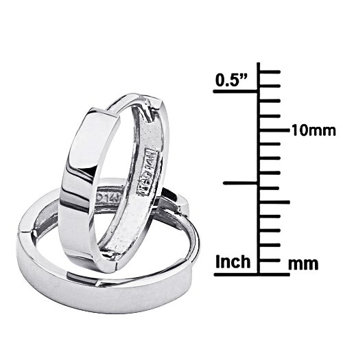 14K White Gold 2.5mm Thin Hoop Huggie Earrings (13x13mm) - Perfect for Everyday Wear, Gifts & Special Occasions