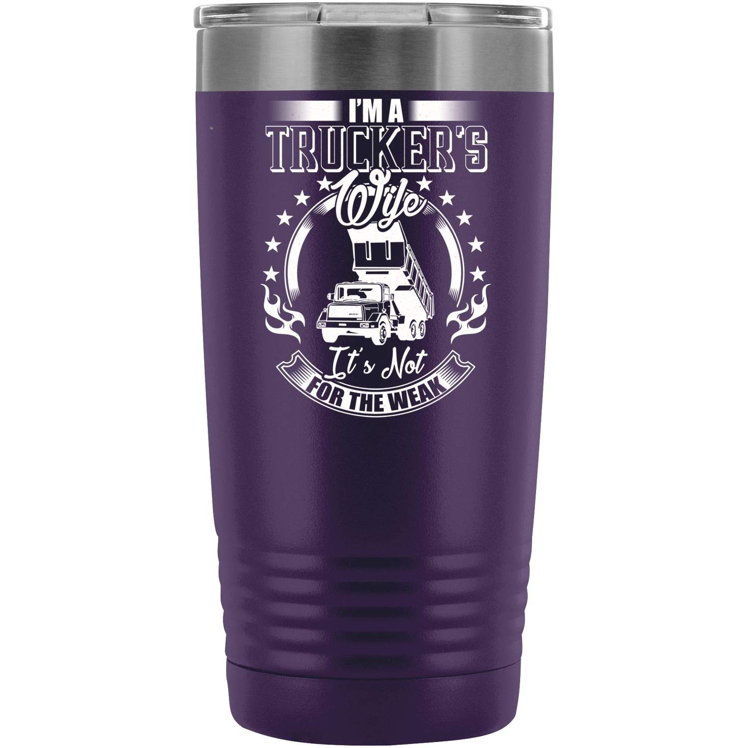 I'm A Trucker's Wife 20oz Insulated Tumbler - Double Wall Vacuum Stainless Steel Travel Mug with Straw & Lid for Hot/Cold Drinks - Perfect Coffee Cup for Truck Drivers, Road Trips & Commuting (Purple)
