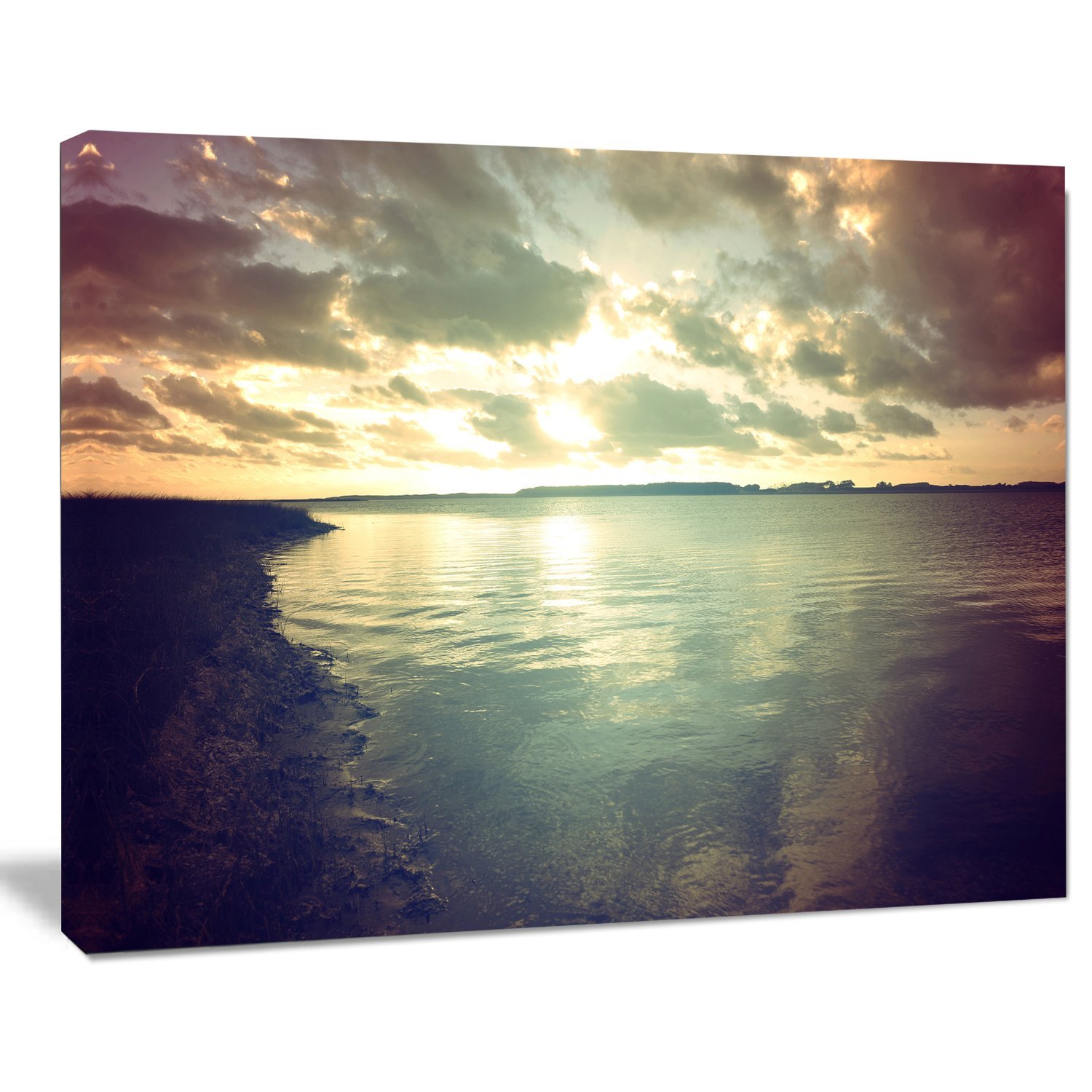 Extra Large Dark Seascape Canvas Wall Art with Cloudy Sky - Ocean Wave Painting for Living Room, Bedroom & Office Decor
