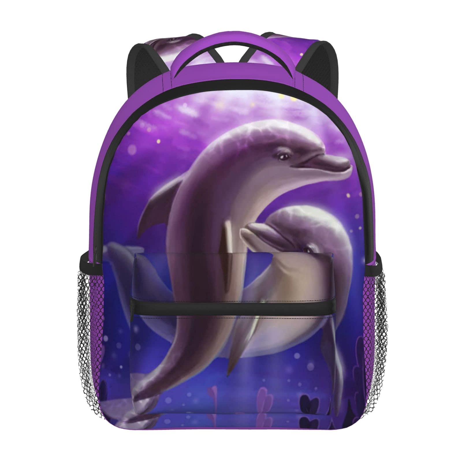 Dujiea 12 Inch Kids Backpack with 3D Ocean Dolphin Design - Lightweight School Backpack for Boys & Girls, Preschool Kindergarten Bookbag with Adjustable Chest Strap - Perfect for School, Travel, Daycare and Outdoor Adventures