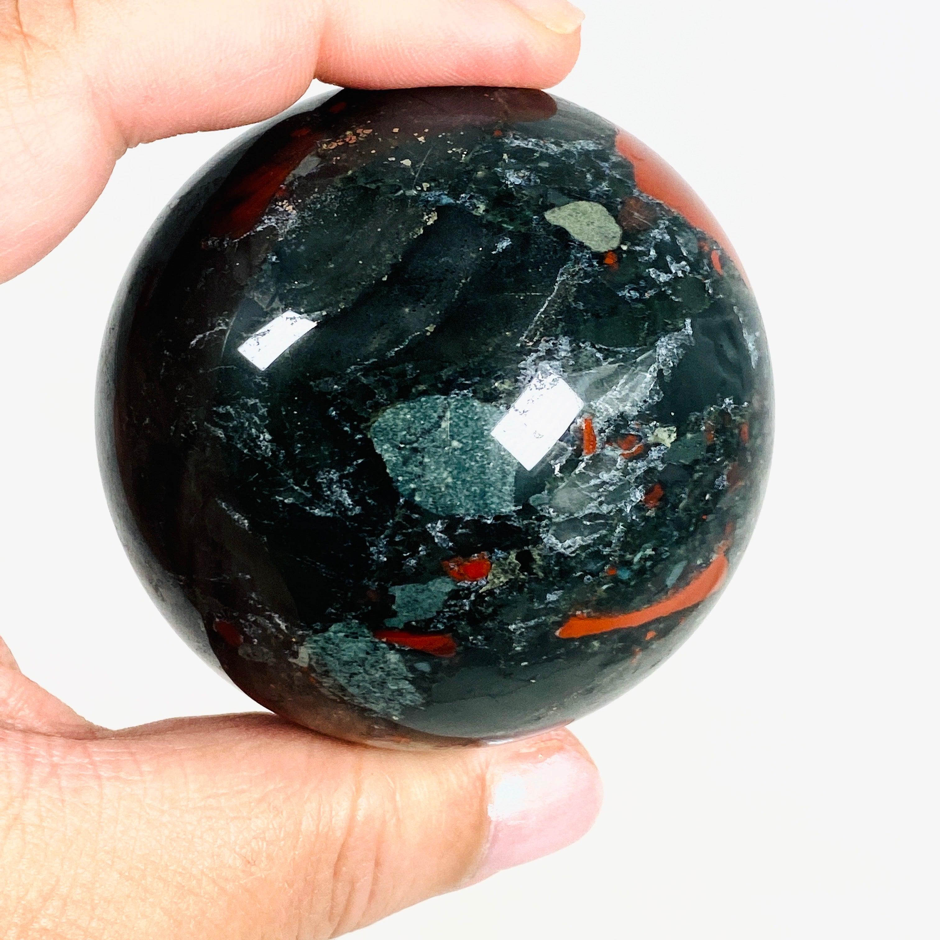African Bloodstone Sphere ABS 2 - Natural Healing Crystal for Meditation, Energy Work & Home Decor - Perfect for Reiki, Chakra Balancing & Spiritual Gifts