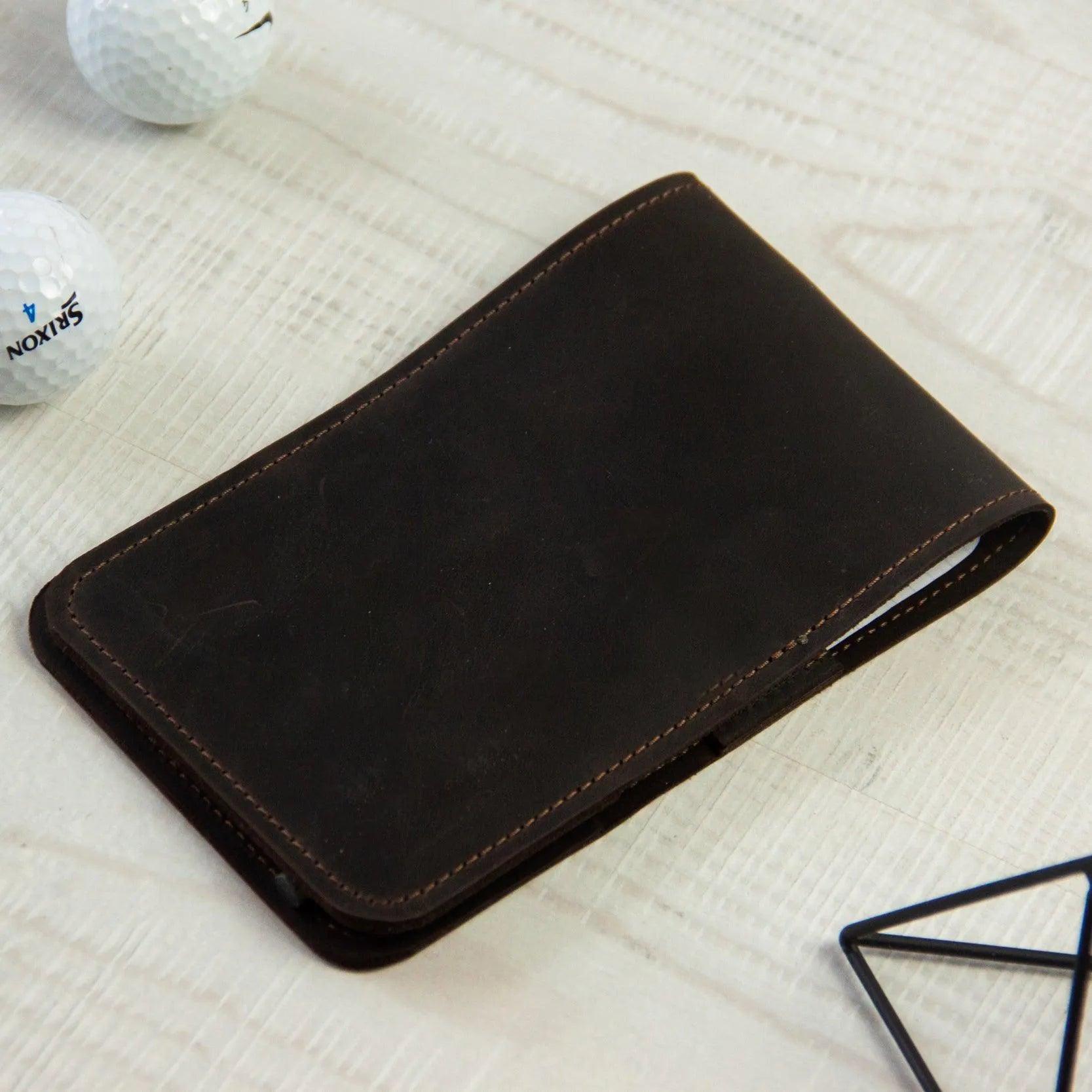 Premium Leather Golf Scorecard Holder with Pencil Loop - Waterproof & Durable for Golf Tournaments, Practice Rounds & Outdoor Sports