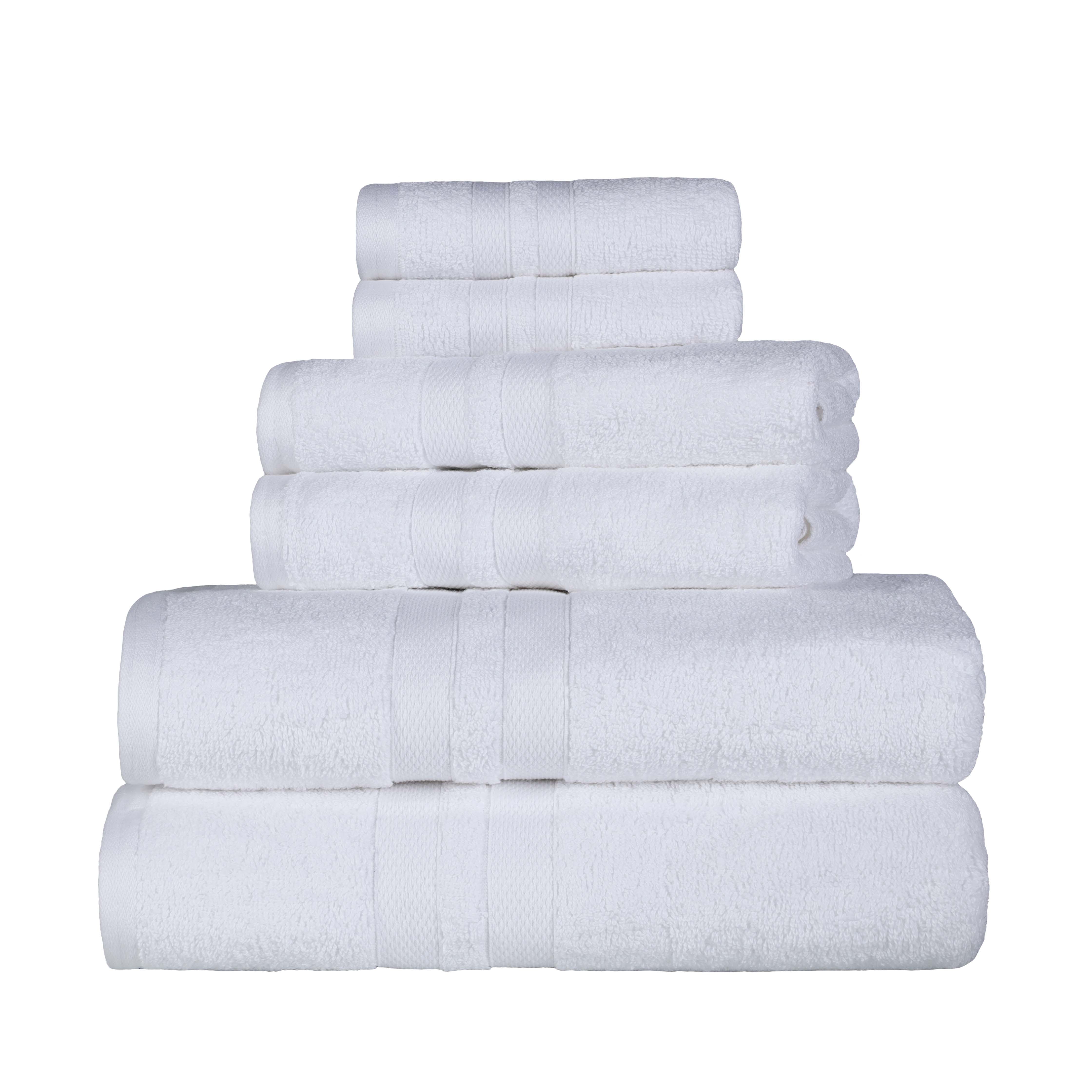 Ultra Soft Cotton Absorbent Bath Towel Set - 6 Piece Solid Color Collection for Spa, Gym & Luxury Home Use