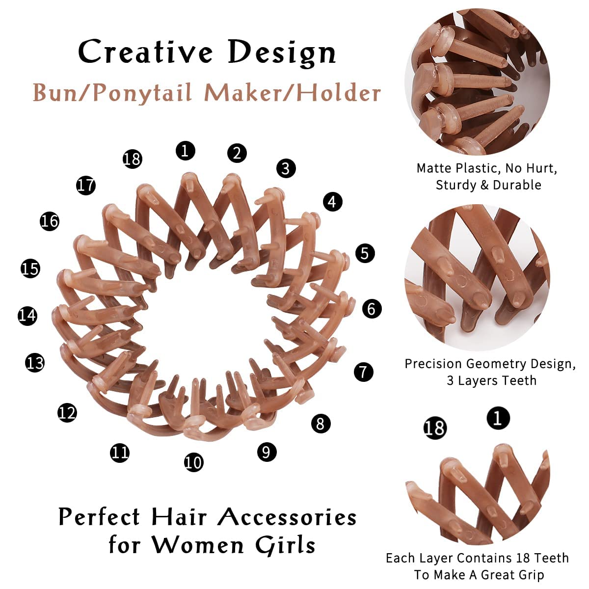 STYLEDOSE 3-Pack Multicolor Bird Nest Hair Clips - Expandable Bun & Ponytail Holder for Women & Girls - Perfect for School, Work, Parties & Everyday Hairstyles