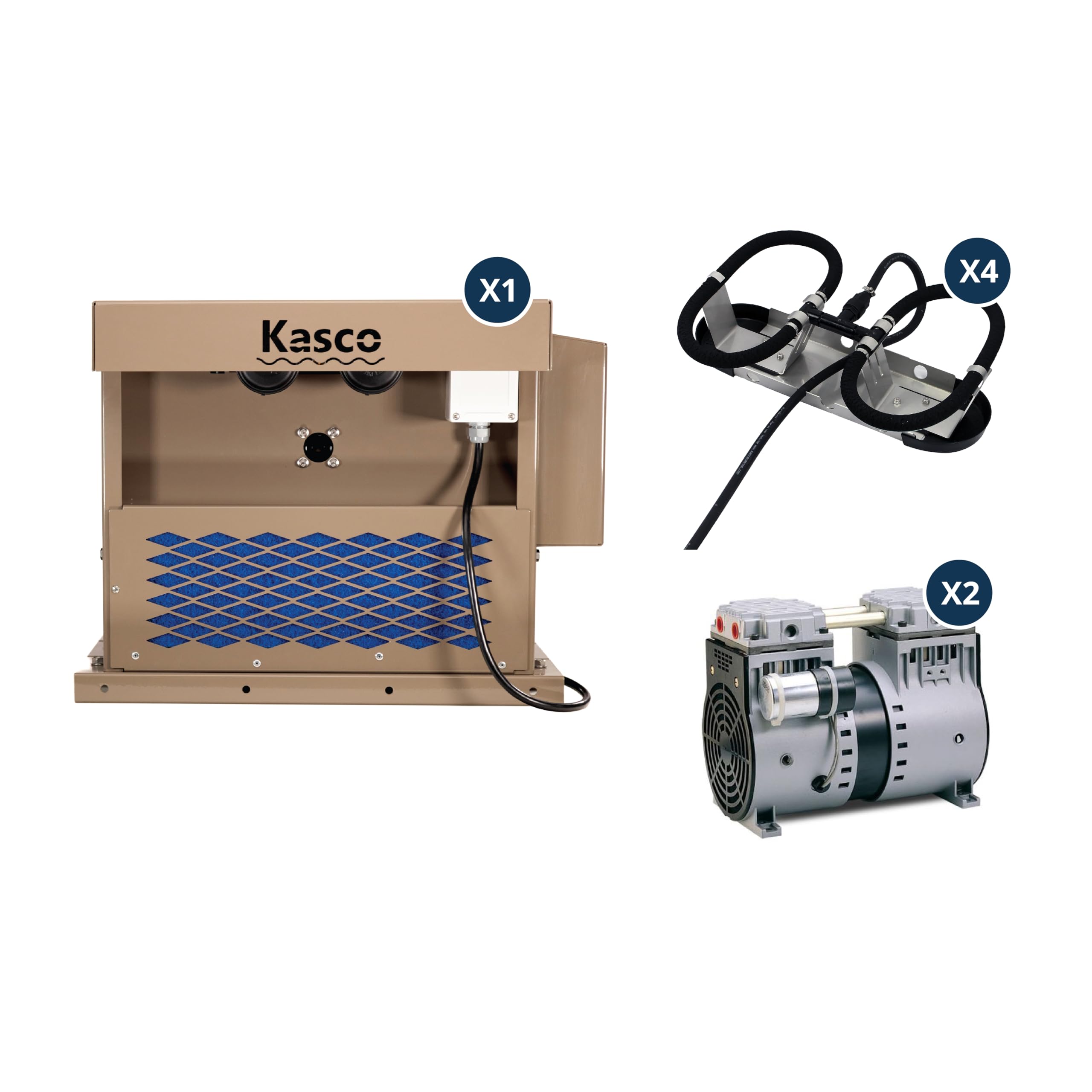 Kasco Robust-Aire Diffused Aeration System - Medium Cabinet with 4 Diffusers, 1/4HP (2), 120V for Pond Aeration - RA4 - Ideal for Backyard Ponds, Water Gardens, and Small Lakes