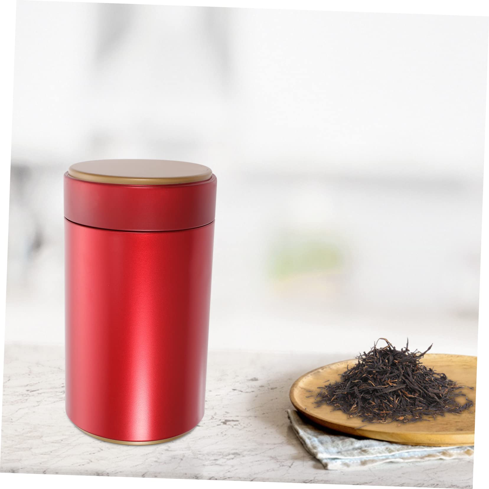 3-Piece Airtight Tea Tin Canisters Set - Small Kitchen Storage Containers for Tea, Coffee, Sugar & Loose Leaf (Red, 160ml) - Perfect for Pantry Organization & Gift Giving