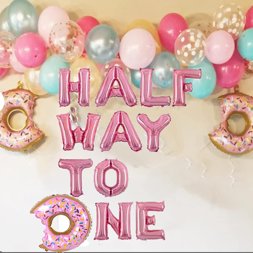 Half Birthday Decorations for 6 Month Old Girls - Donut Themed 1/2 Year Celebration Party Supplies | Perfect for Baby's First Half Birthday, Milestone Photos & Donut-Themed Parties