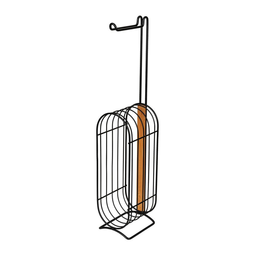 Bamboo Freestanding Toilet Paper Holder and Dispenser - Sturdy Bathroom Tissue Stand for Home, Office, or RV Use