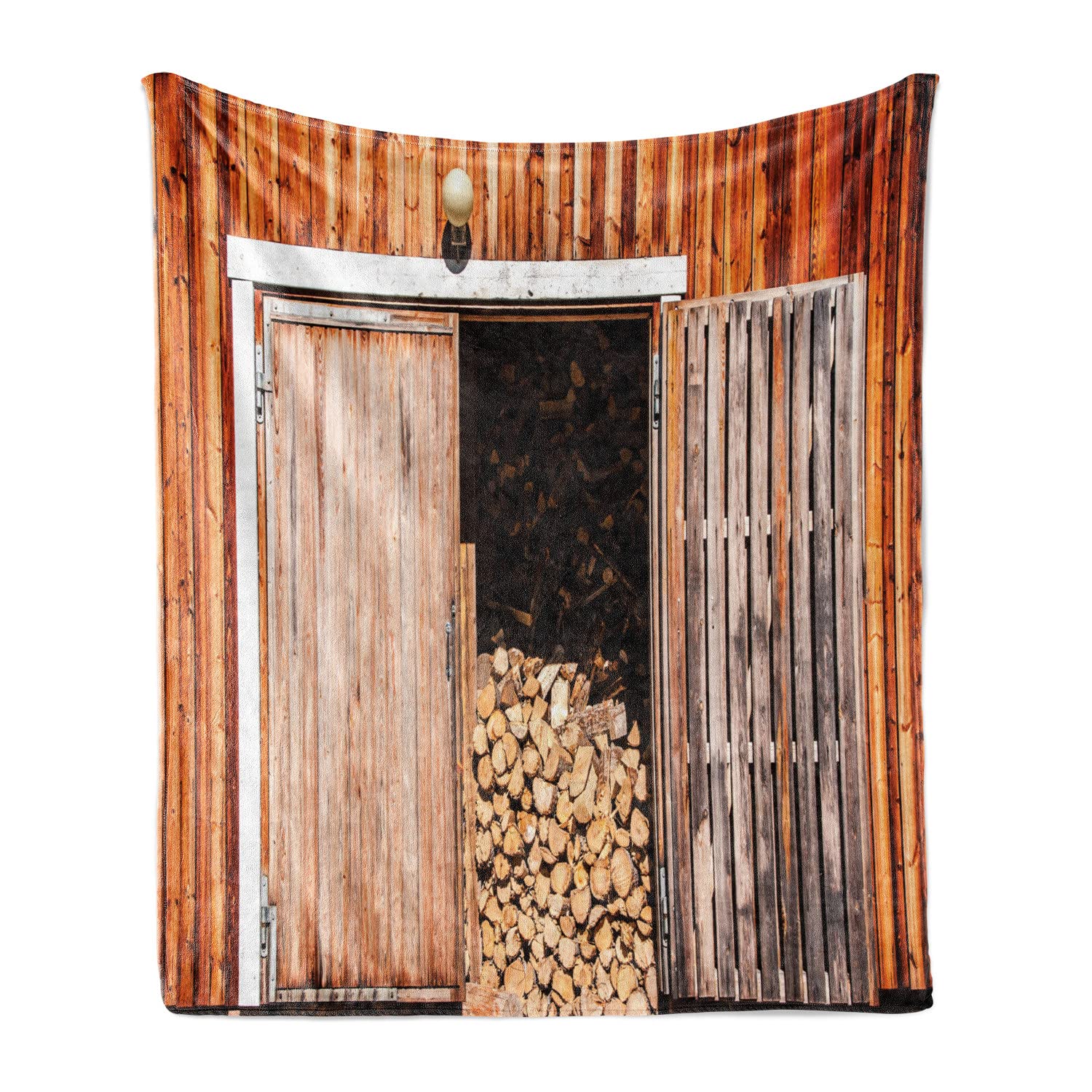 Ambesonne Rustic Throw Blanket - Soft Flannel Fleece Accent Blanket for Couch, Sofa & Bed - 50