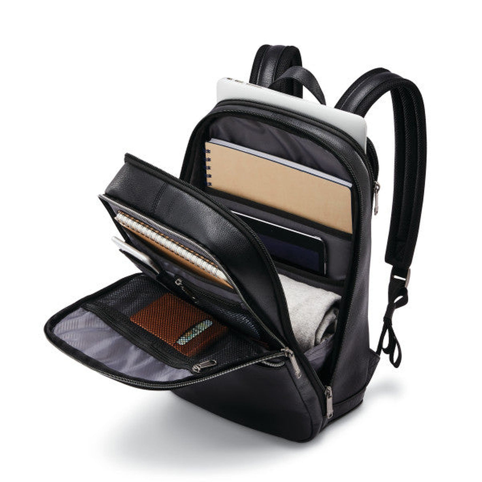 Samsonite Classic Leather Slim Backpack for Men & Women - Lightweight Durable Laptop Bag for Work, Travel & College | Water-Resistant Business Backpack with USB Charging Port