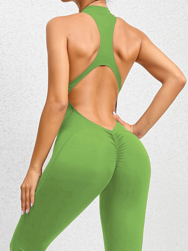ZASUWA Women's Sexy Backless Zipper Jumpsuit with Scrunch Bum - Perfect for Night Out, Clubwear, and Summer Party Outfits